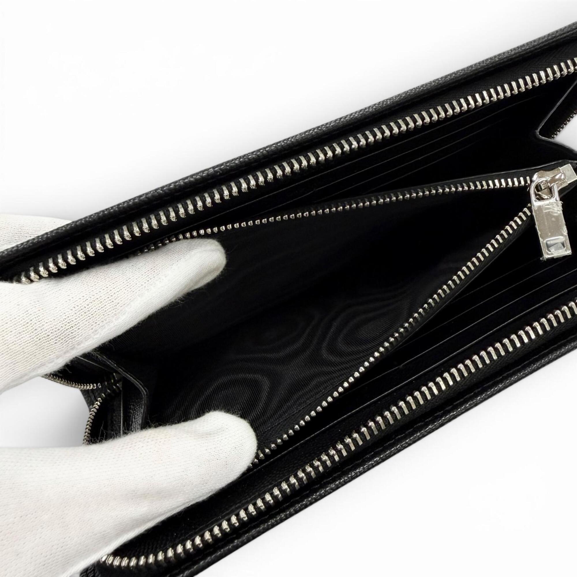 Saint Laurent Black Leather Long Wallet (Bi-Fold) (Pre-Owned)