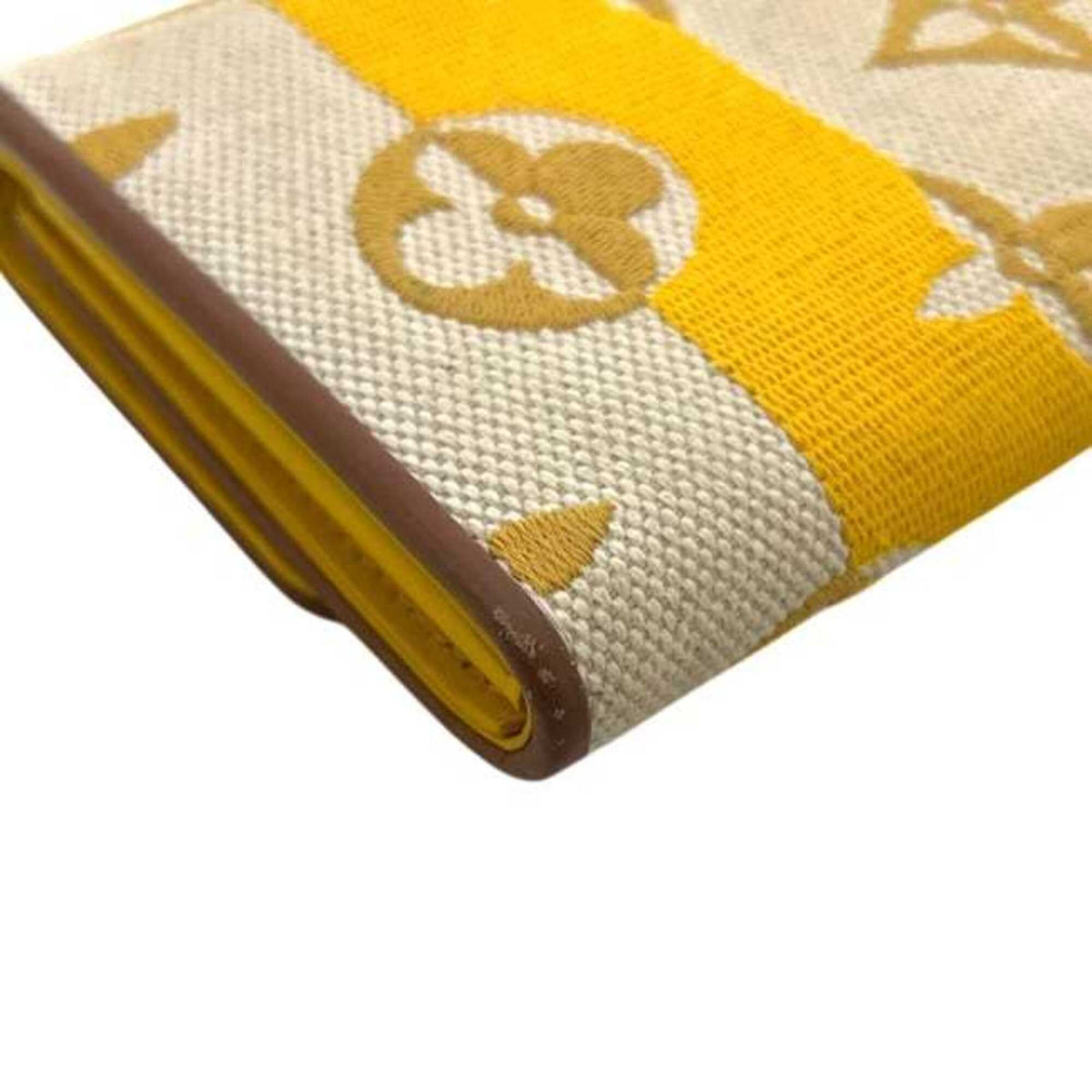 Louis Vuitton Beige Brown Yellow Canvas Leather Long Wallet (Bi-Fold) (Pre-Owned)