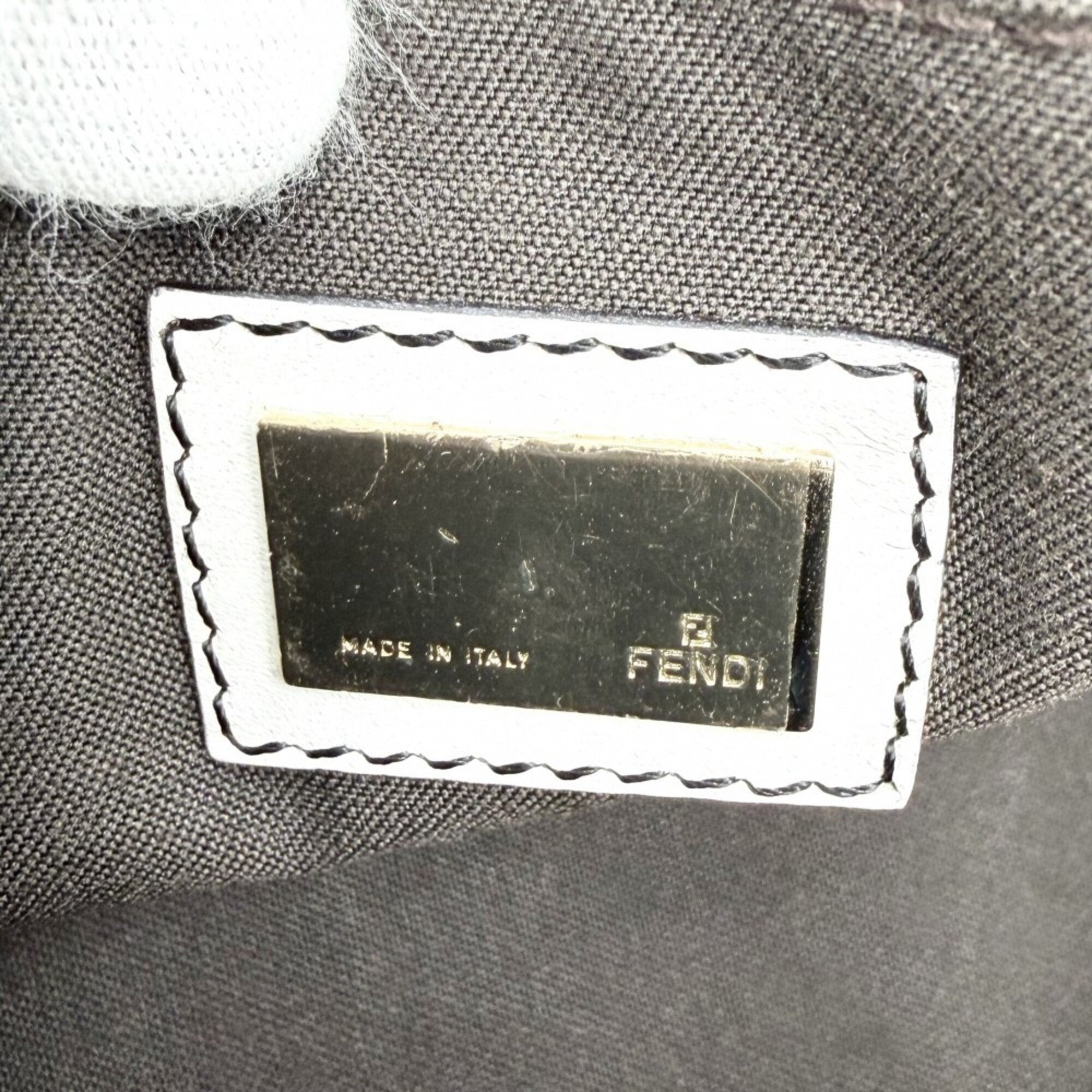 Fendi Zucchino Black White Canvas Leather Handbag (Pre-Owned)