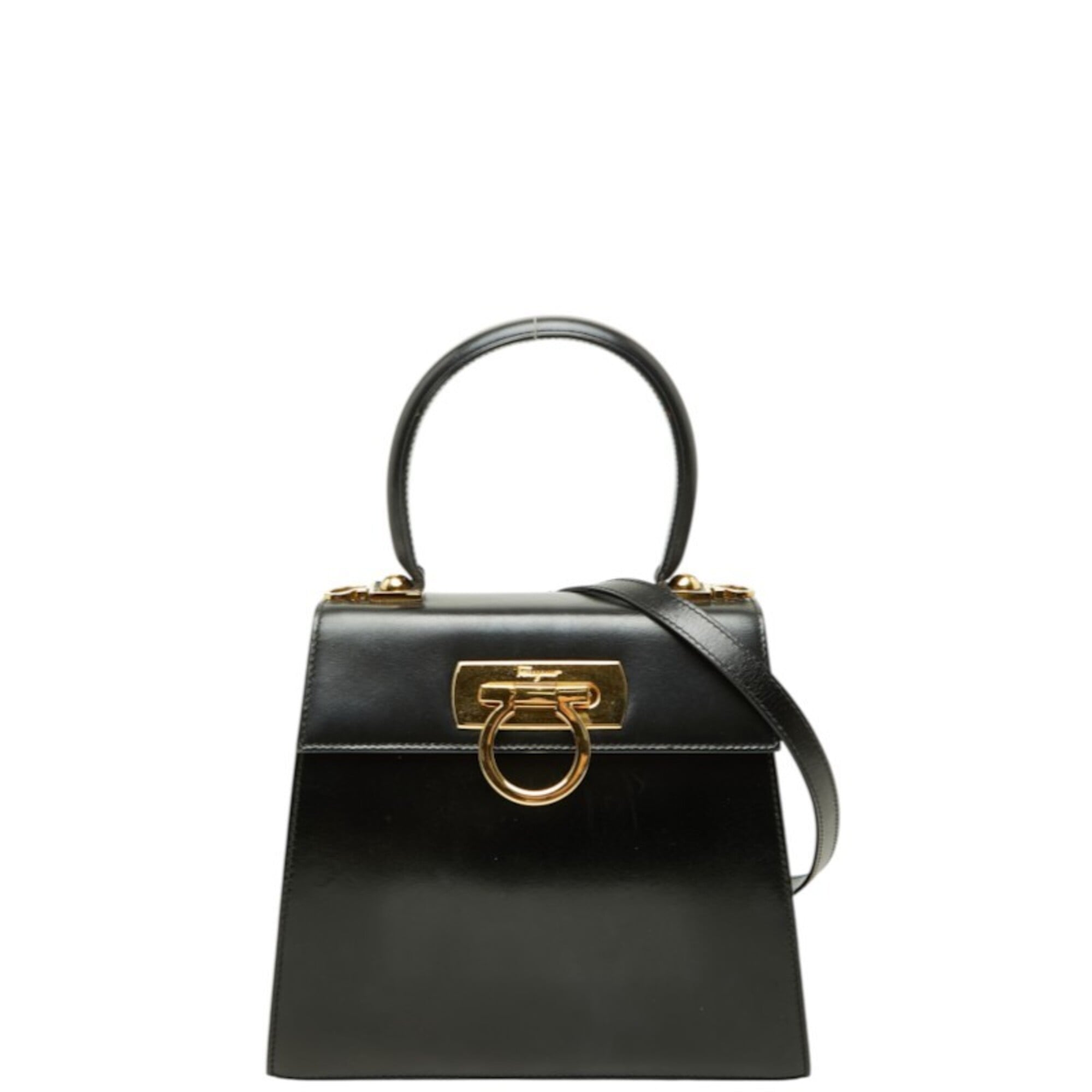 Salvatore Ferragamo Black Leather Handbag Shoulder Bag (Pre-Owned)