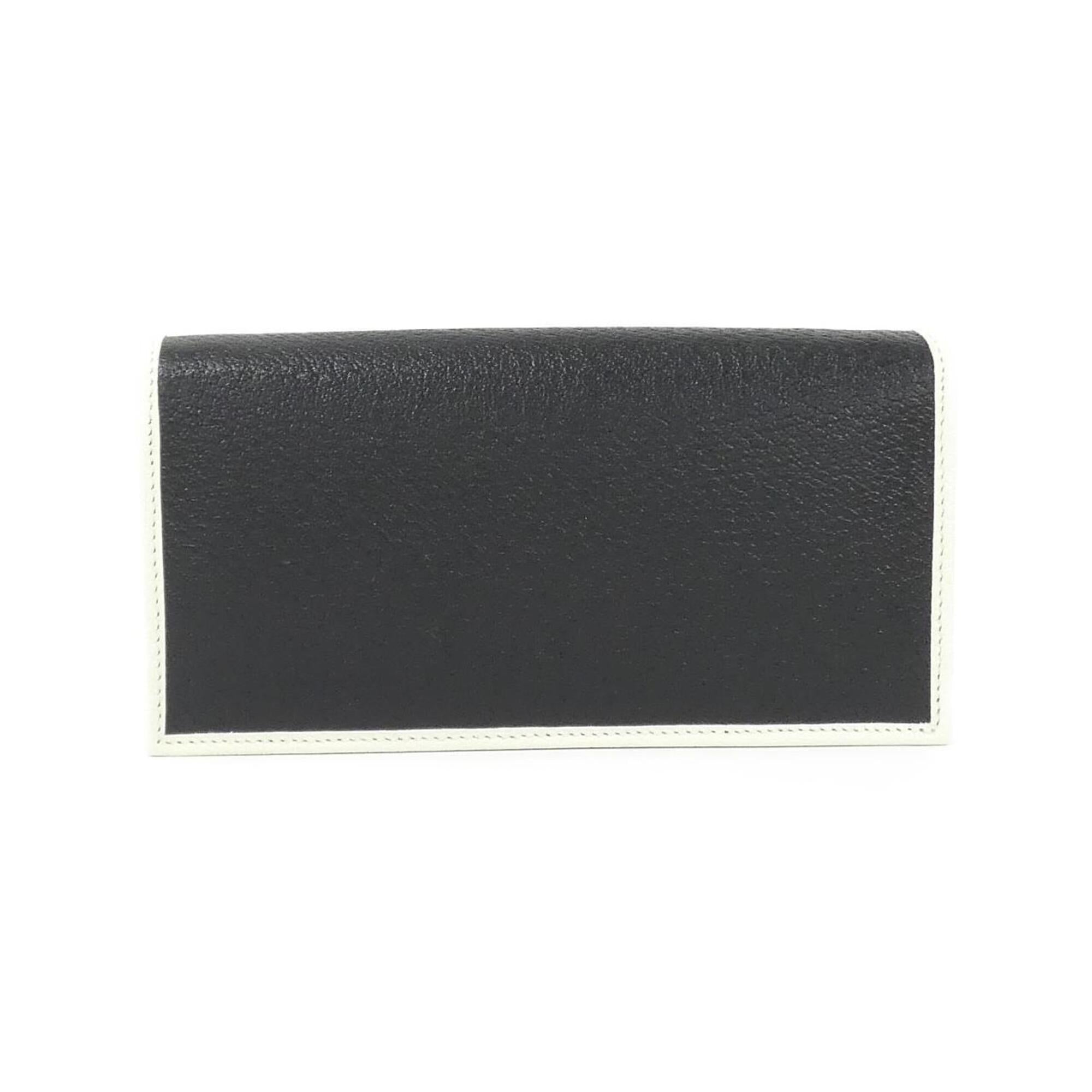 Gucci Black White Leather Chain/Shoulder Wallet (Pre-Owned)