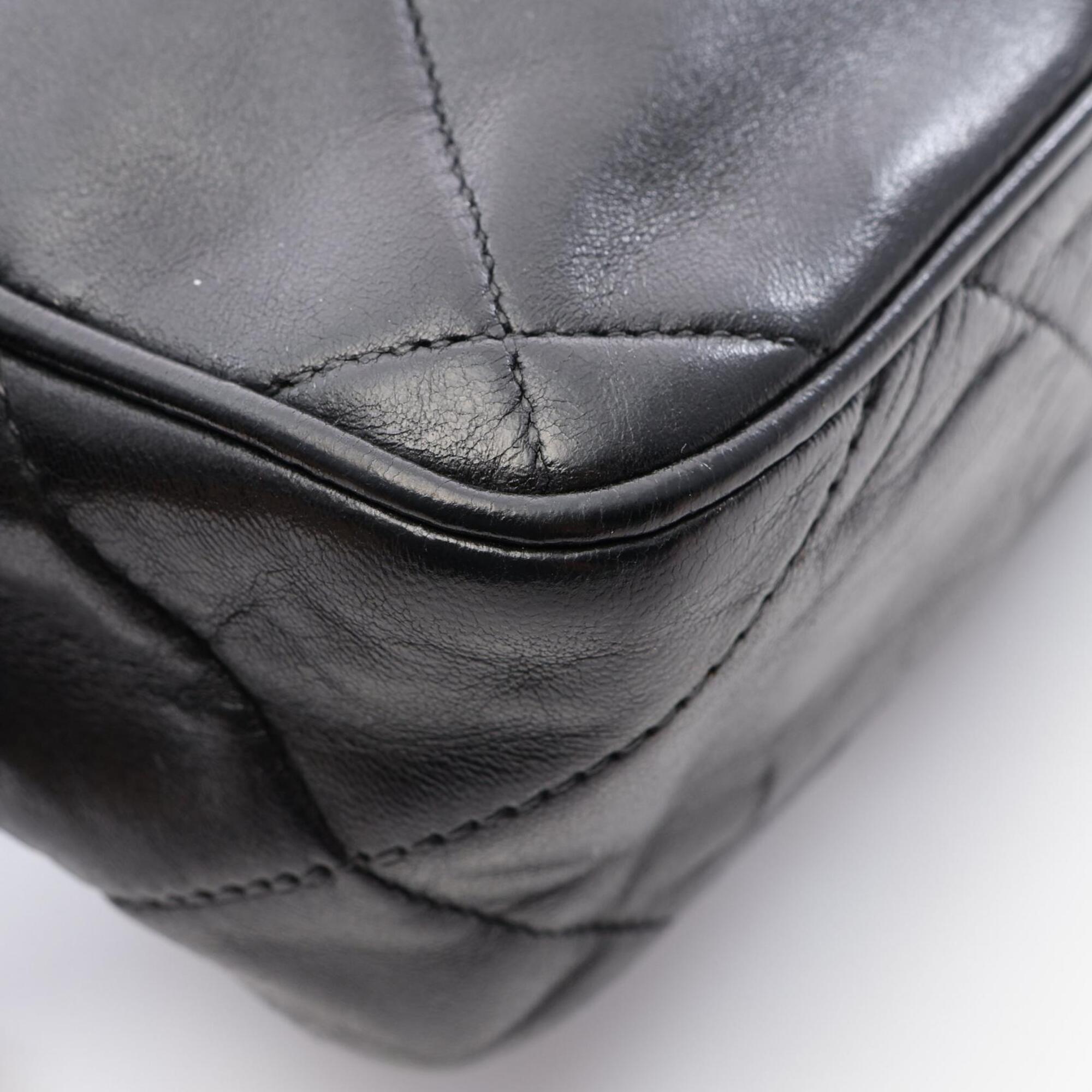 Chanel 2.55 Black Leather Handbag Shoulder Bag (Pre-Owned)