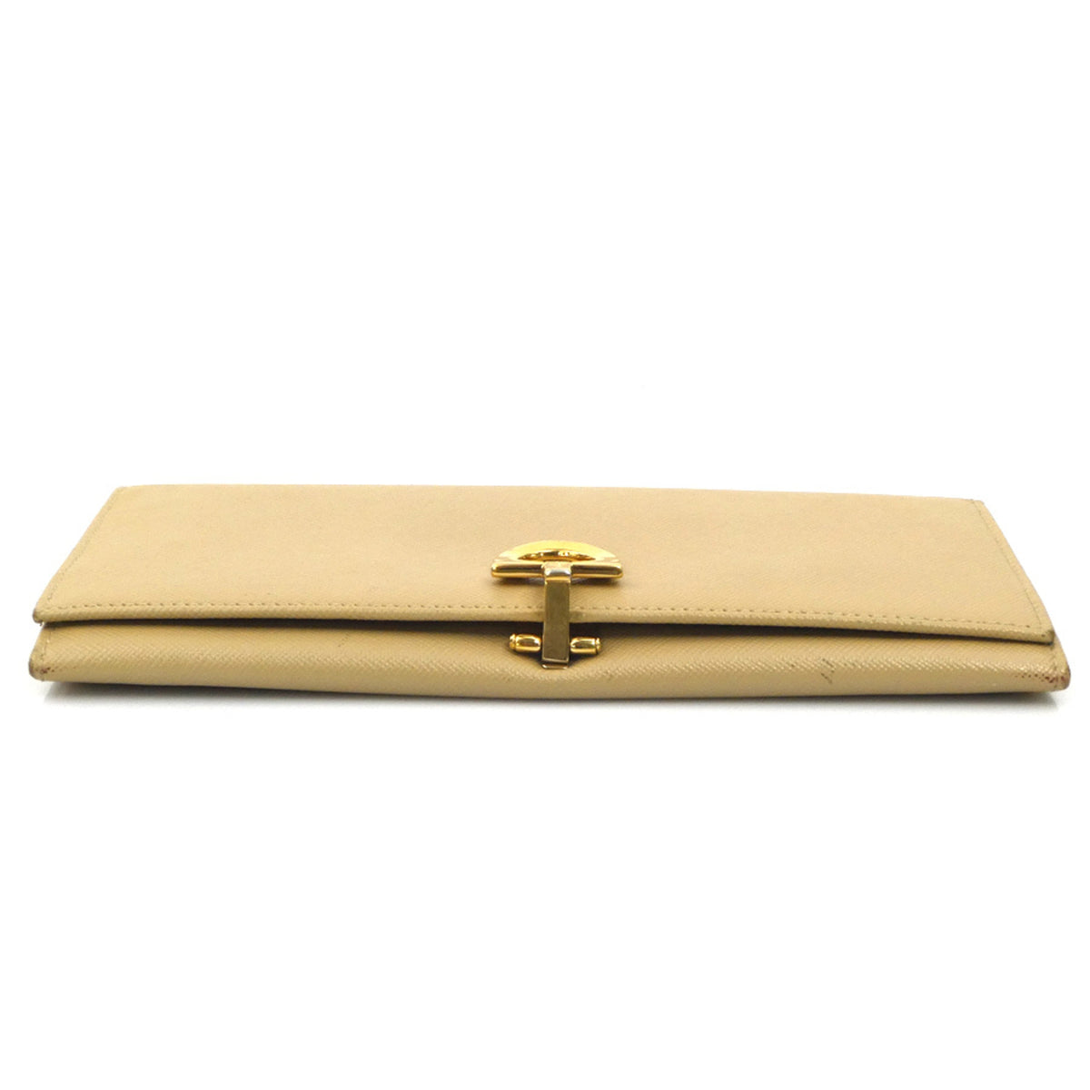 Salvatore Ferragamo Beige Leather Long Wallet (Bi-Fold) (Pre-Owned)