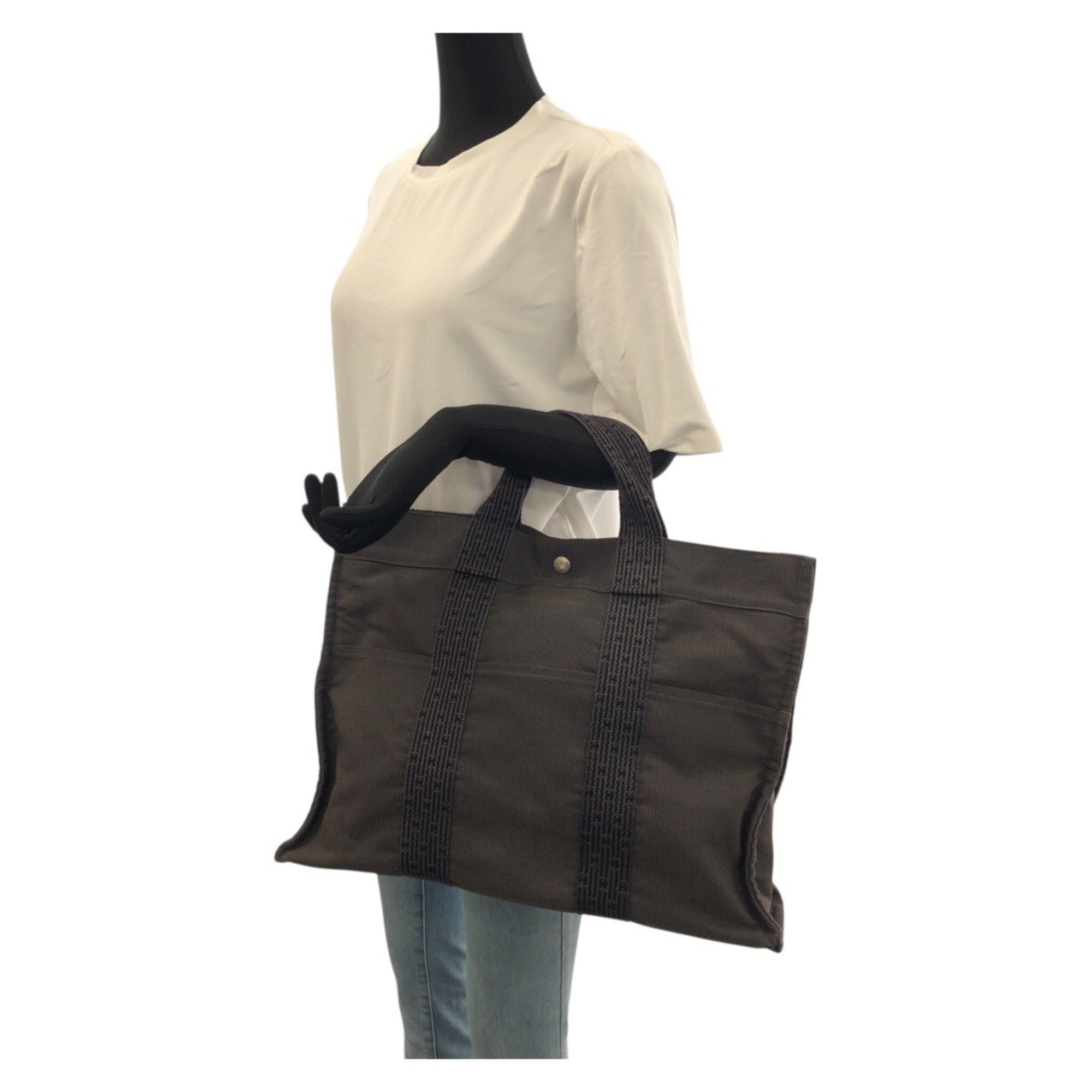 Hermes Gray Canvas Tote Bag (Pre-Owned)