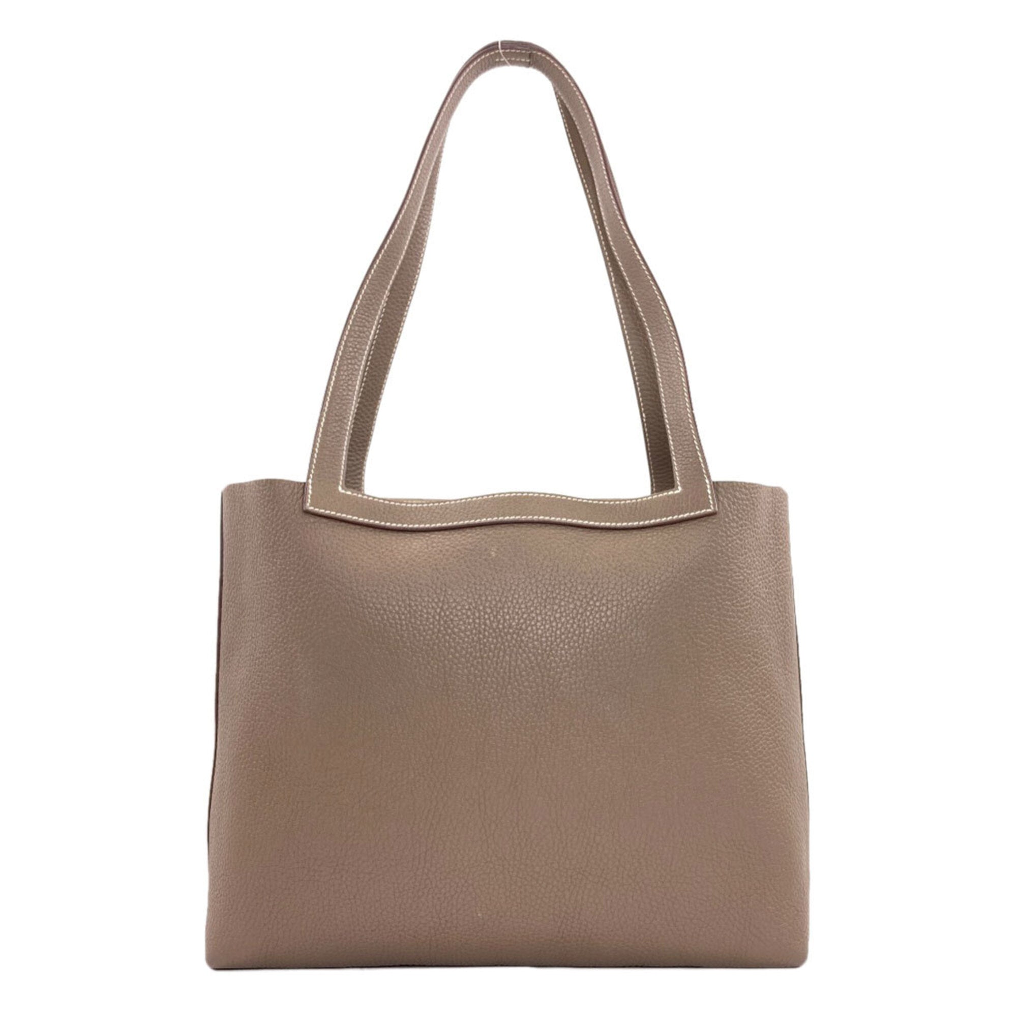 Hermes Grayish Taurillon Clemence Leather Tote Bag (Pre-Owned)