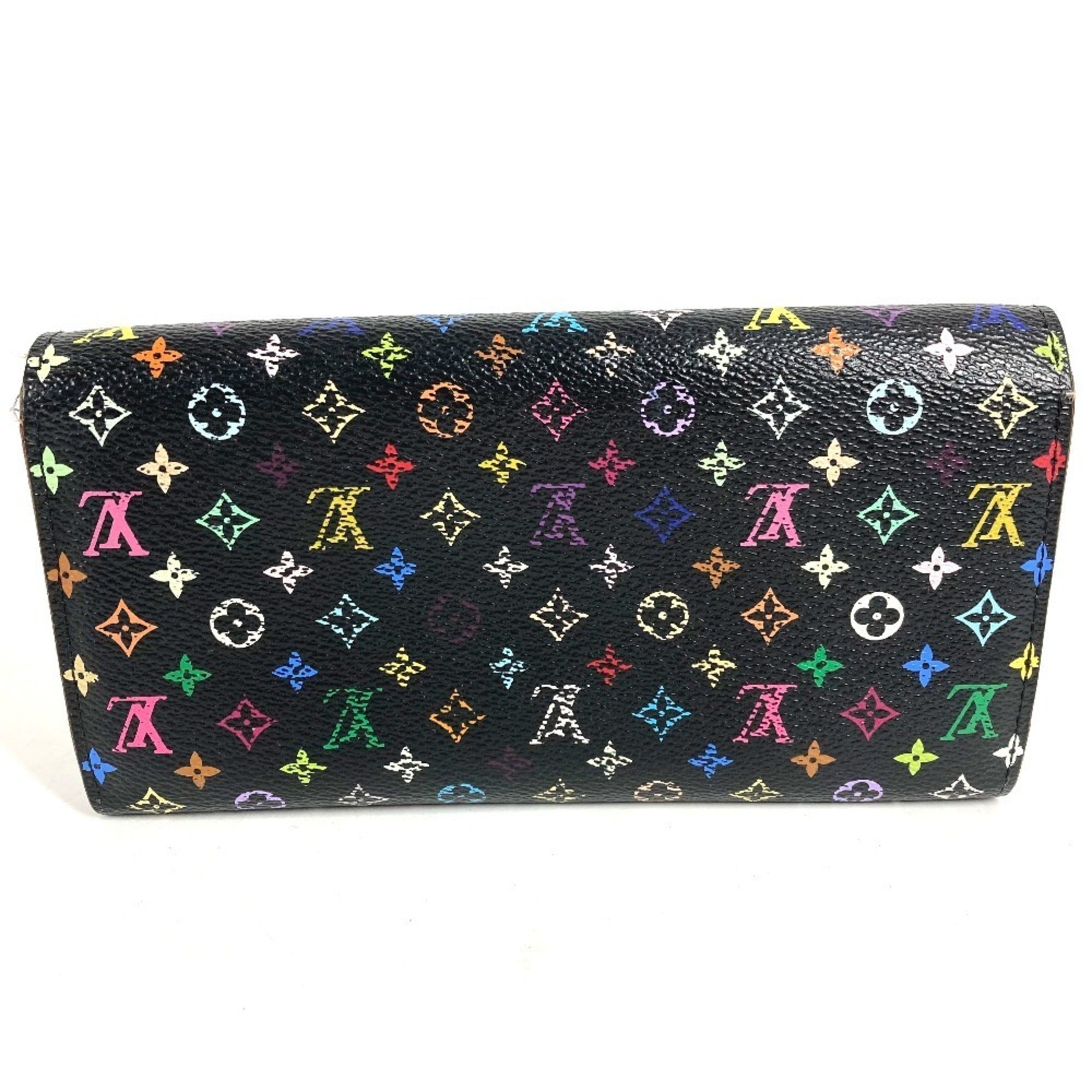 Louis Vuitton Black Multi-Color Purple Monogram Multicolore Canvas Long Wallet (Bi-Fold) (Pre-Owned)