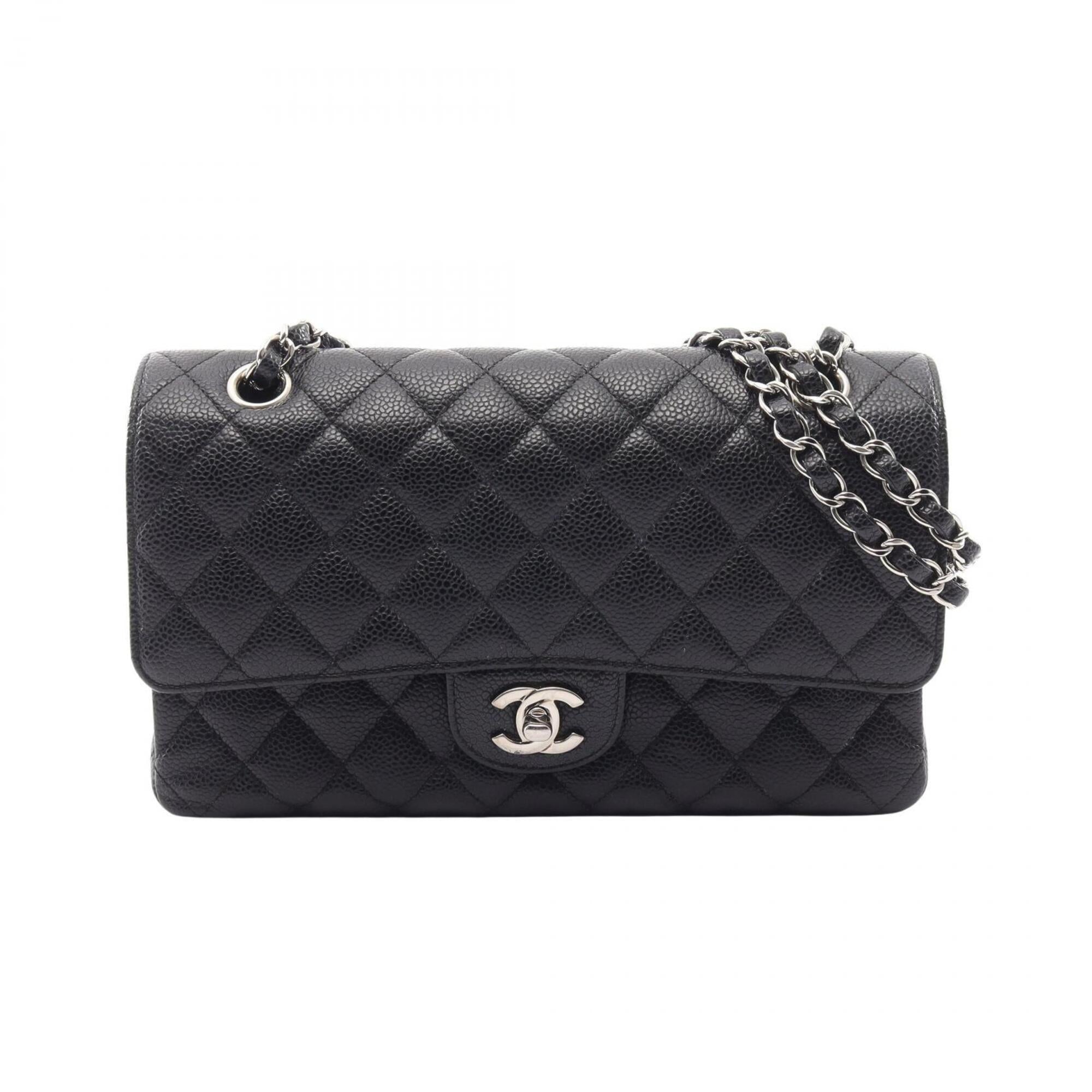 Chanel Black Grained Calfskin Handbag Shoulder Bag (Pre-Owned)