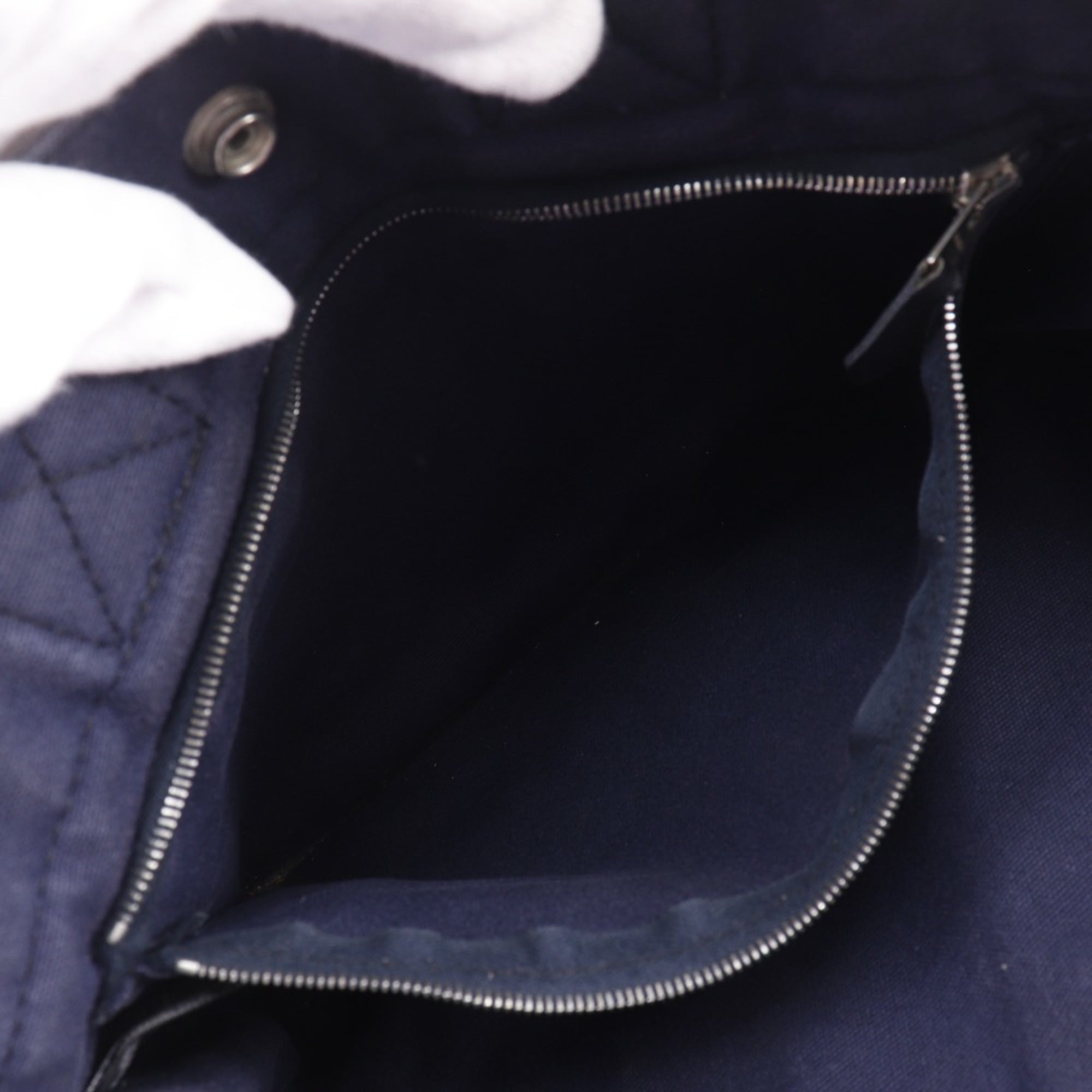 Hermes Black Navy Cotton Canvas Handbag (Pre-Owned)