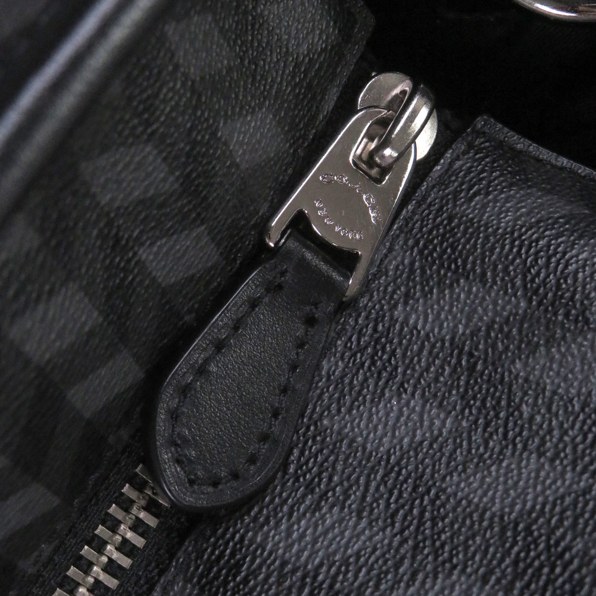Coach Black Gray Leather Briefcase Shoulder Bag (Pre-Owned)
