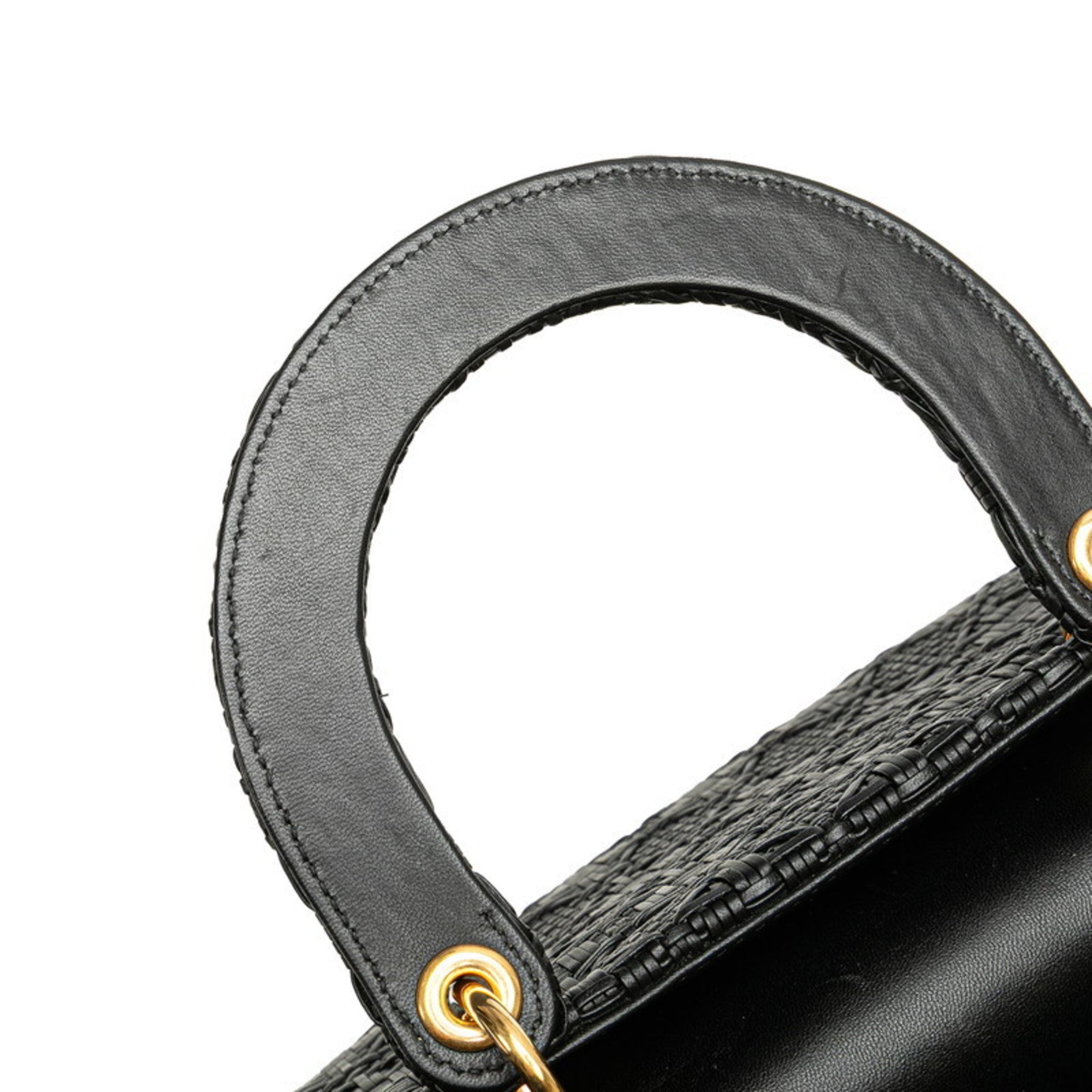 Christian Dior Black Leather Handbag Shoulder Bag (Pre-Owned)