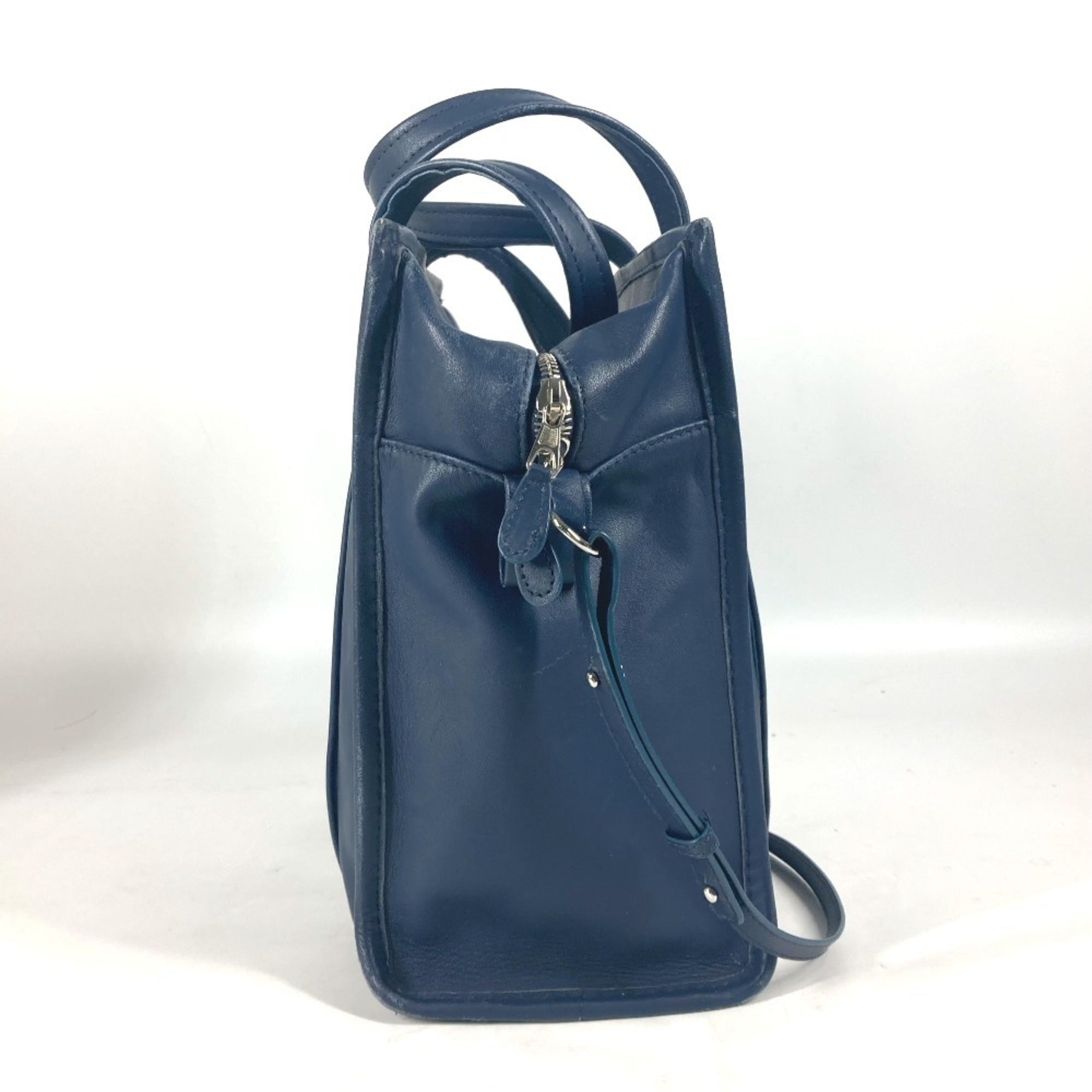 Balenciaga Navy Leather Handbag Shoulder Bag Tote Bag (Pre-Owned)