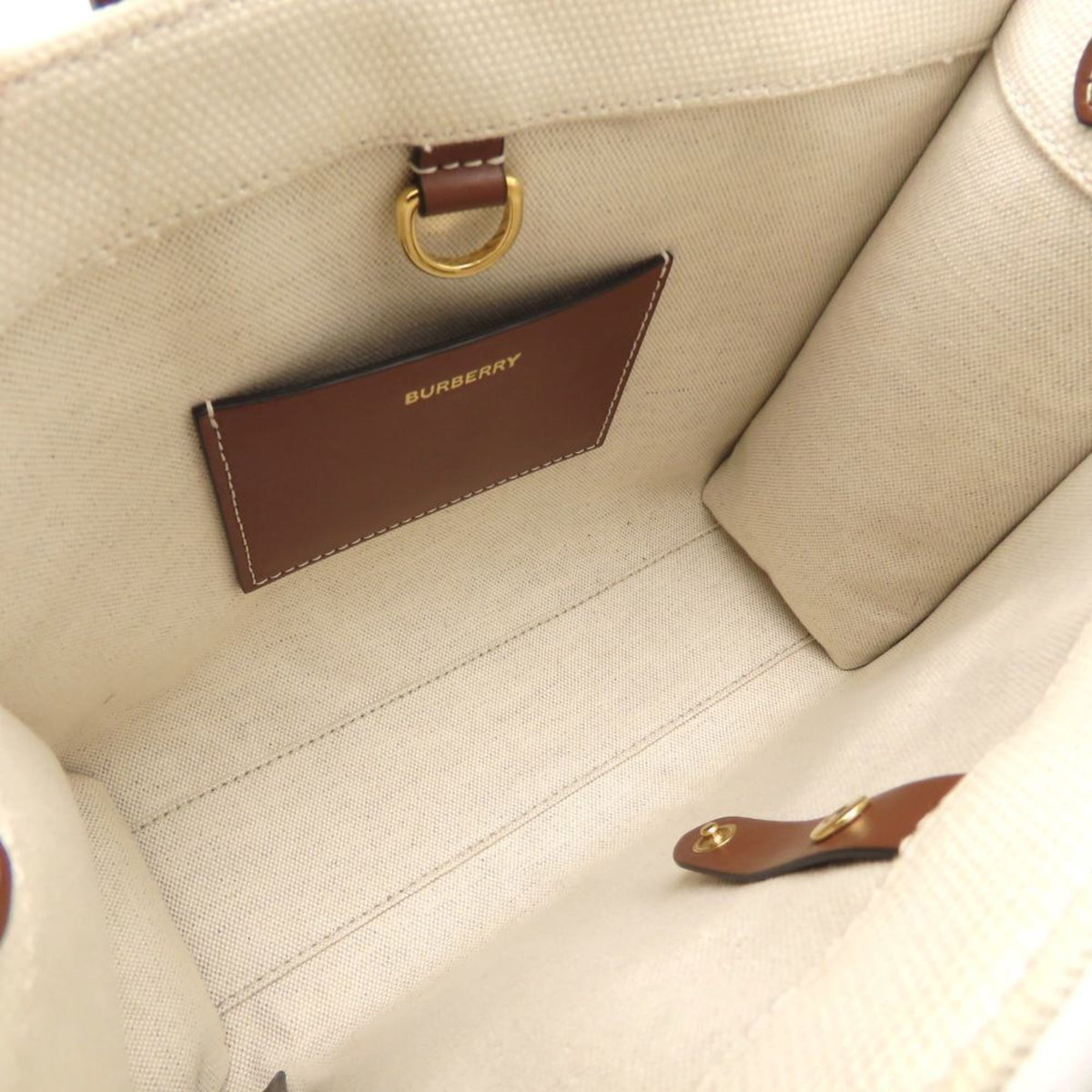 Burberry Brown Ivory Canvas Leather Handbag (Pre-Owned)