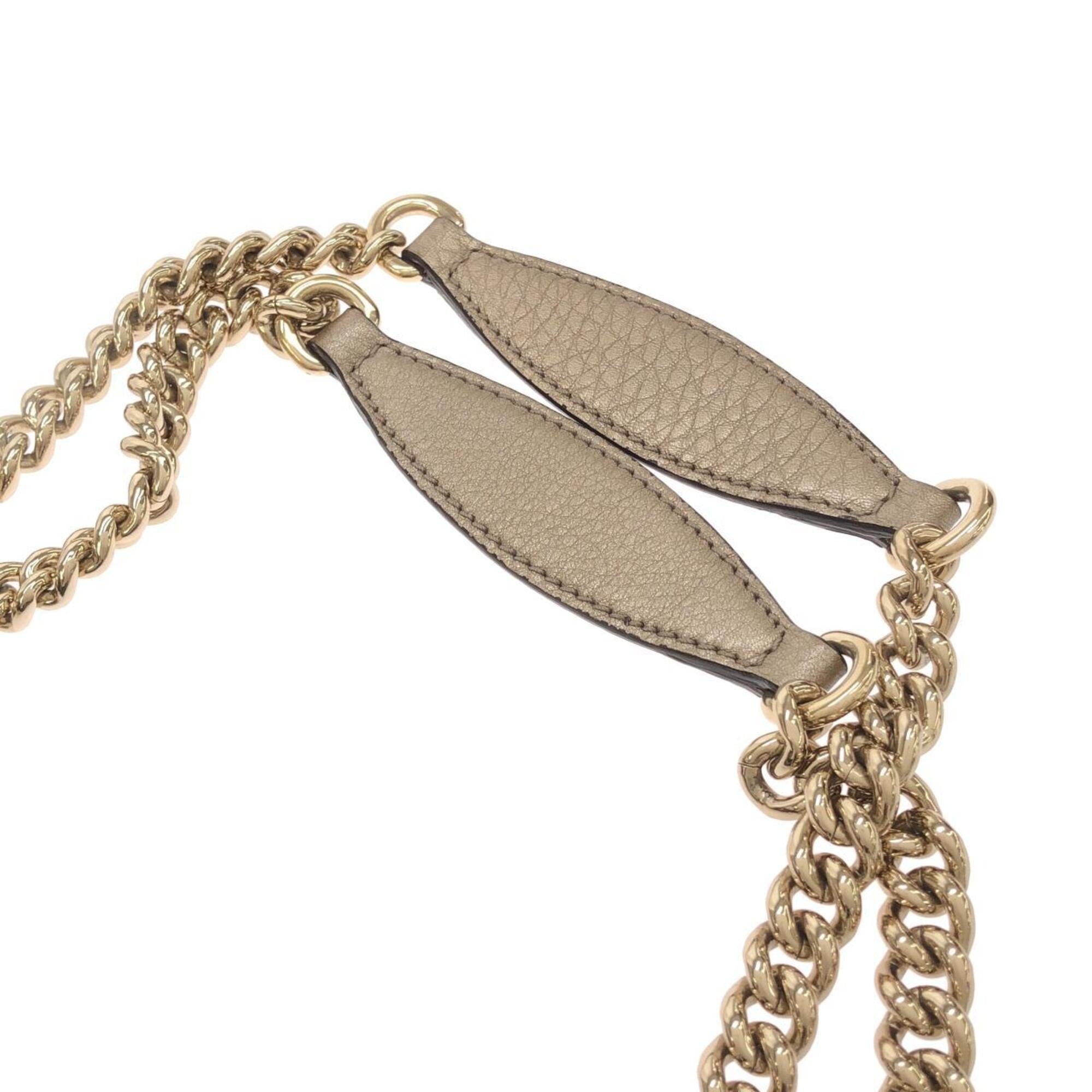 Gucci Metallic Beige Metallic Gold Leather Shoulder Bag (Pre-Owned)