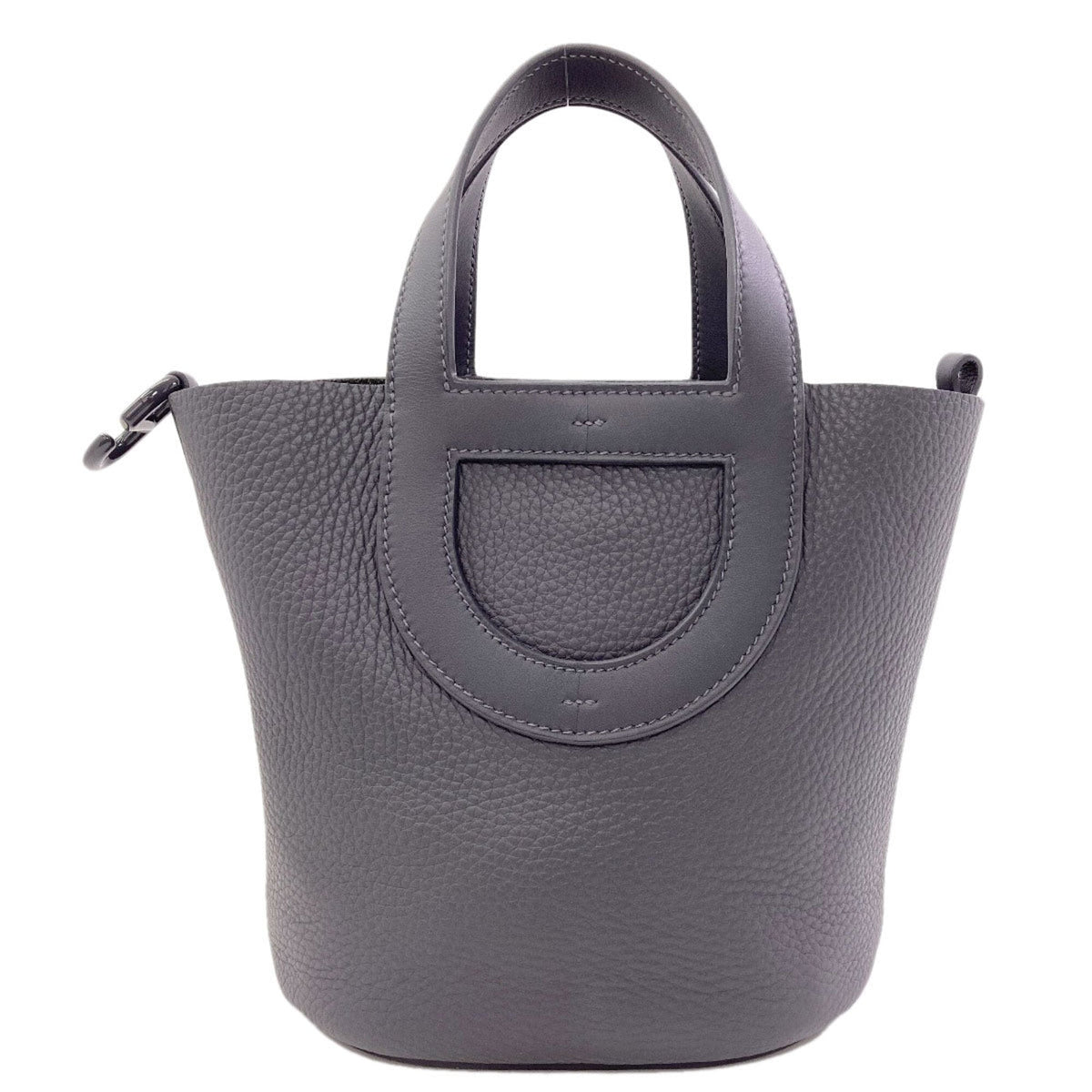 Hermes Gray Taurillon Clemence Leather Handbag (Pre-Owned)