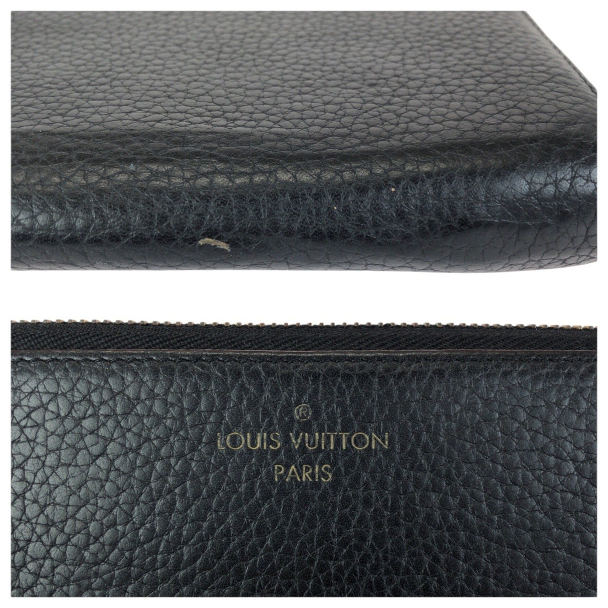 Louis Vuitton Black Leather Long Wallet (Bi-Fold) (Pre-Owned)