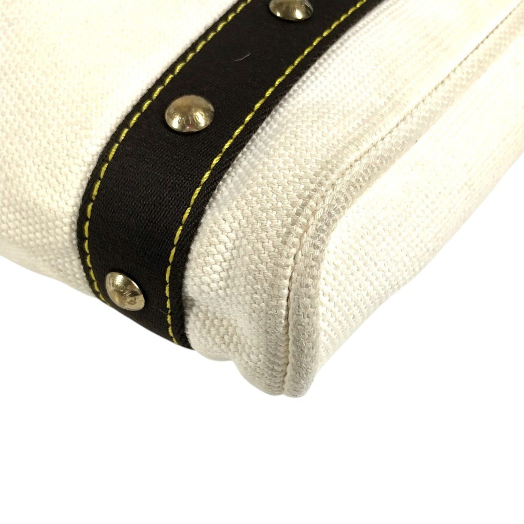 Louis Vuitton Brown White Cotton Handbag Tote Bag (Pre-Owned)
