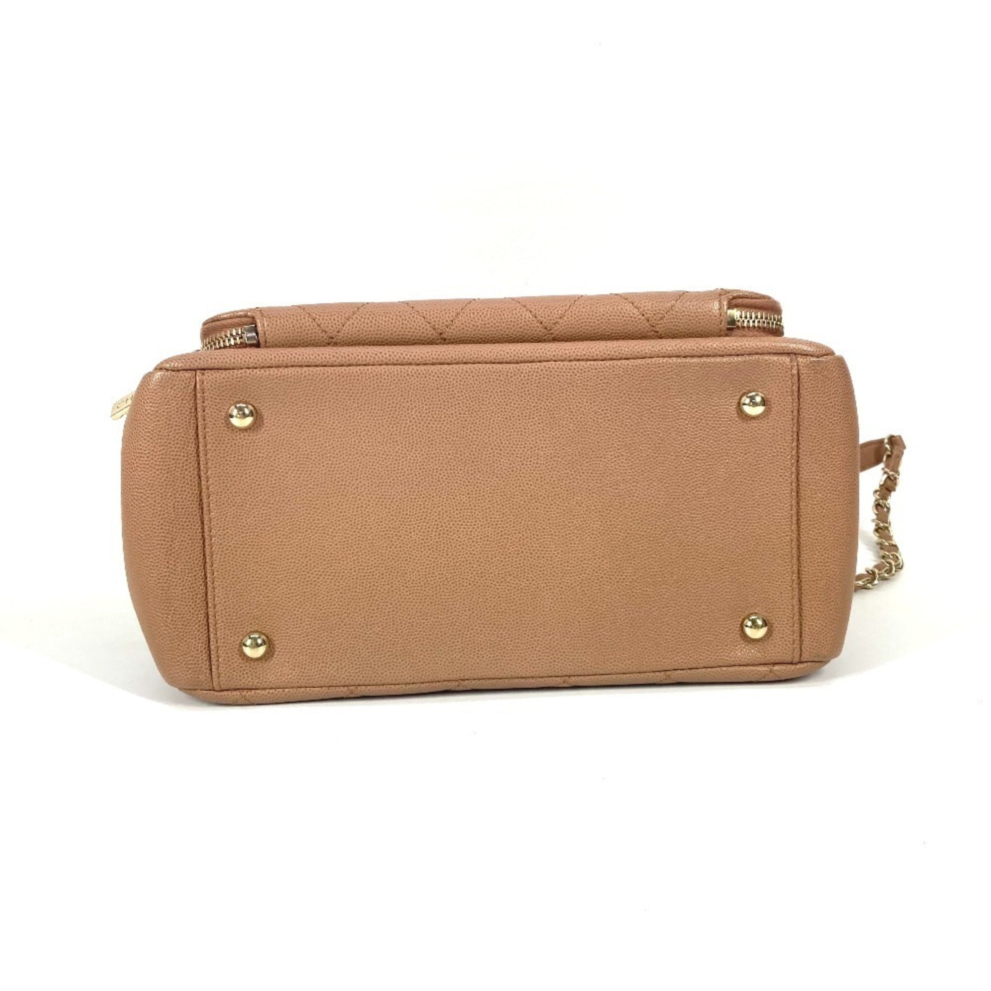 Chanel Beige Grained Calfskin Shoulder Bag Tote Bag (Pre-Owned)