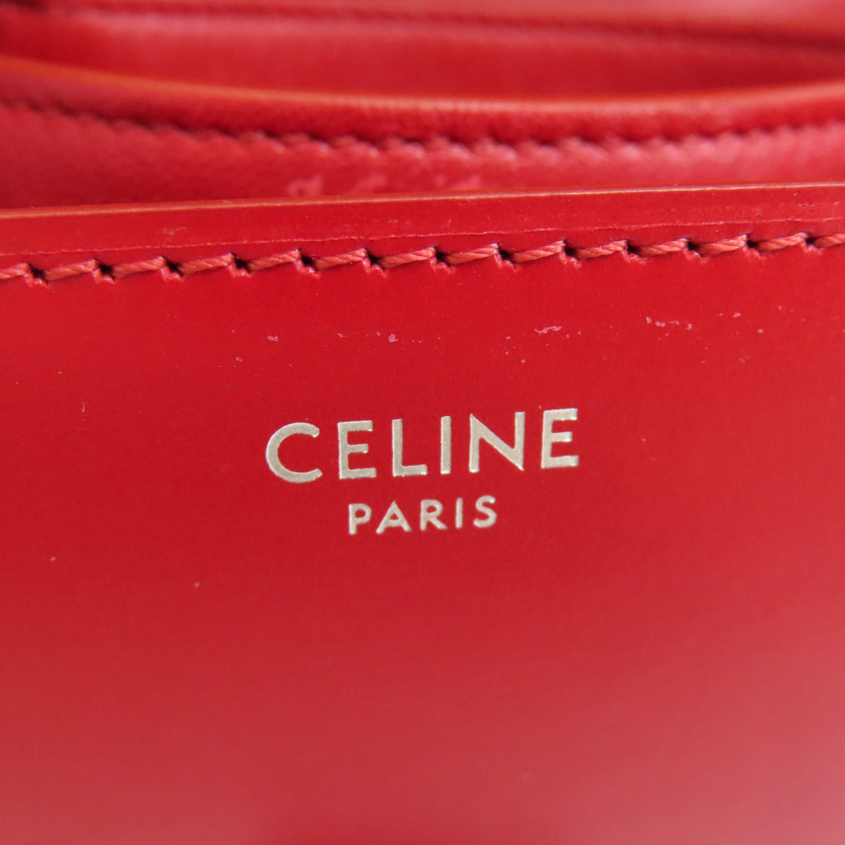 Celine Red Color Leather Shoulder Bag (Pre-Owned)