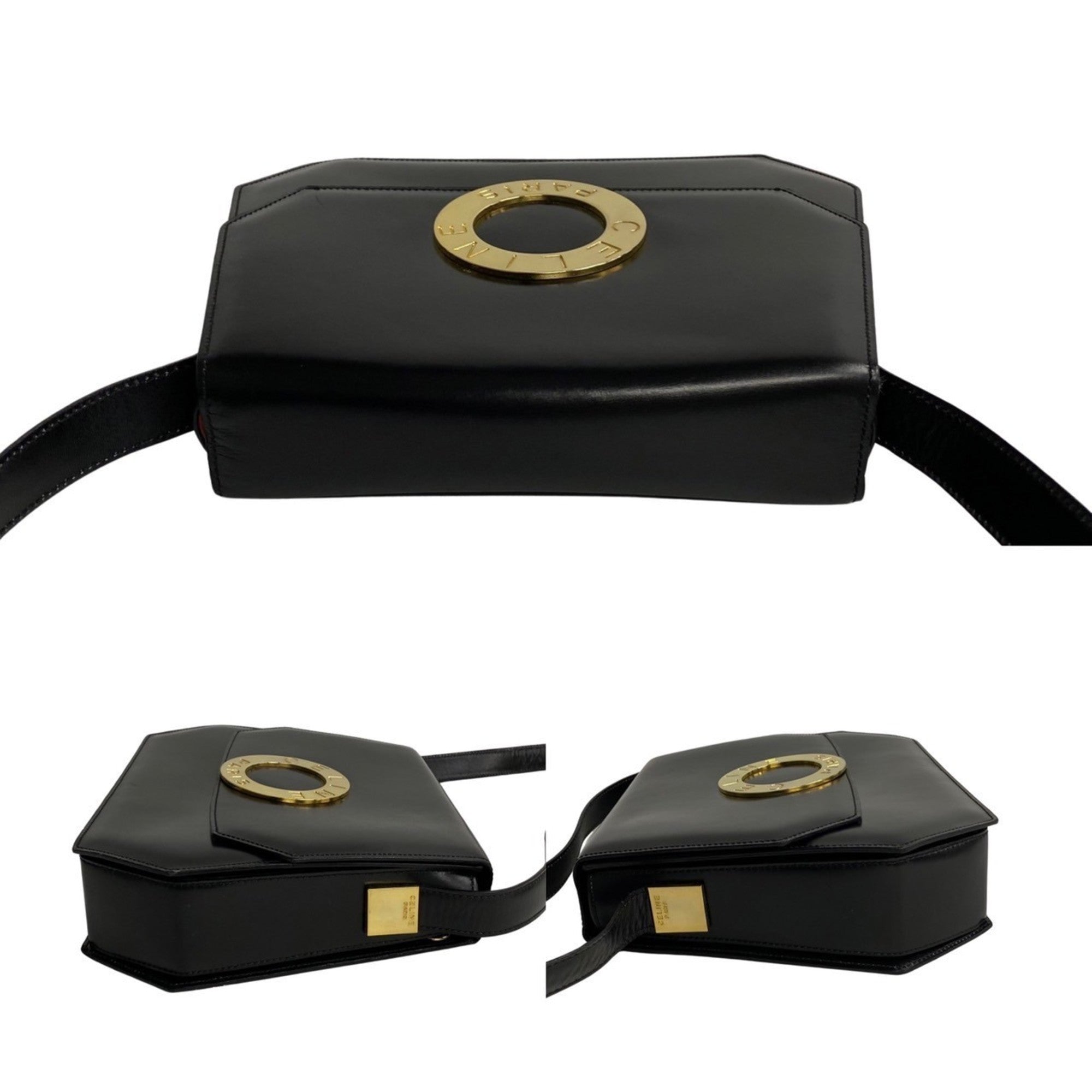 Celine Black Leather Pochette Shoulder Bag (Pre-Owned)