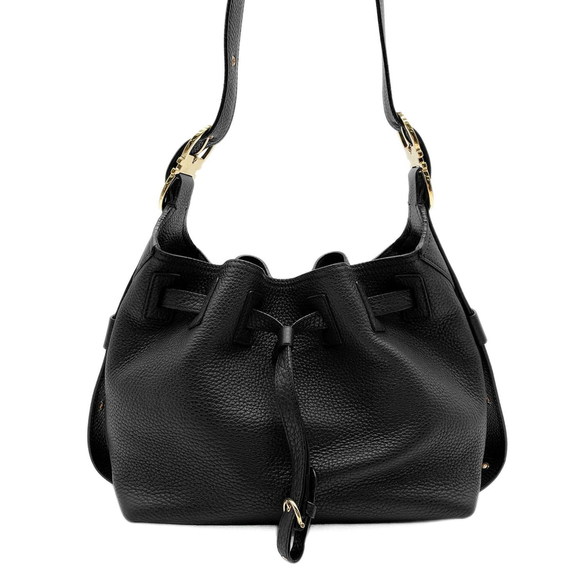 Salvatore Ferragamo Black Leather Pouch Shoulder Bag (Pre-Owned)