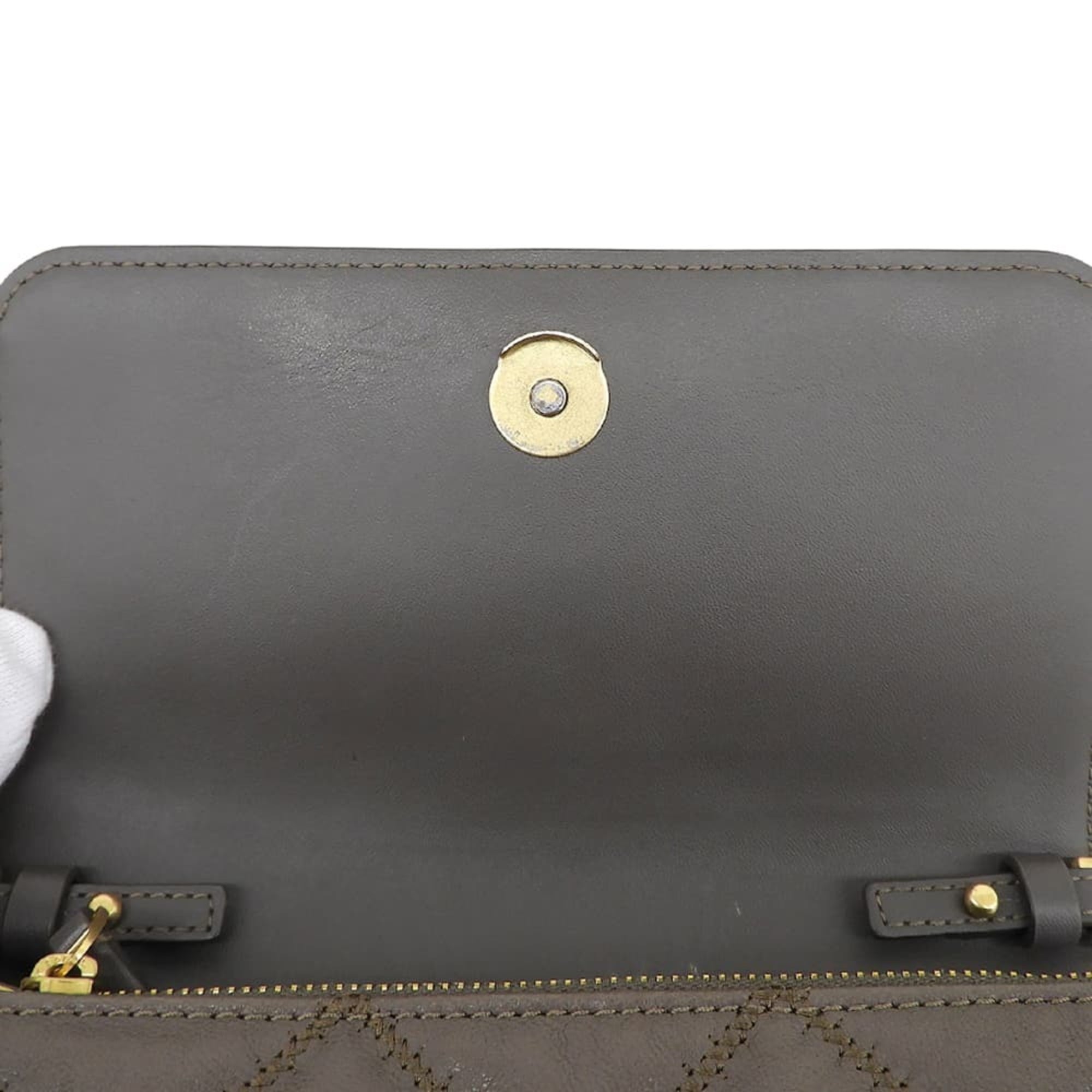 Tory Burch Grayish Leather Shoulder Bag (Pre-Owned)