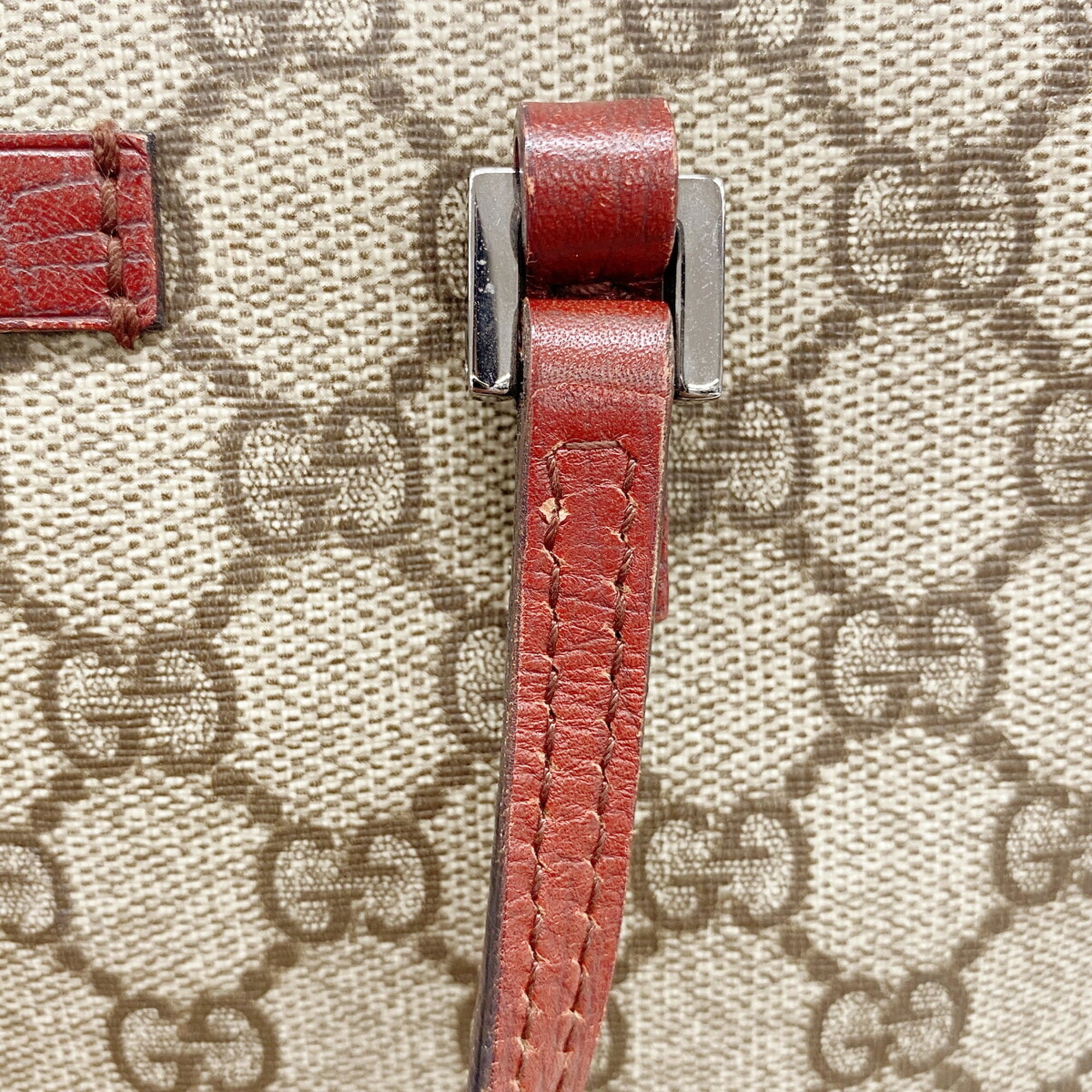 Gucci Brown Red Color Pvc Tote Bag (Pre-Owned)