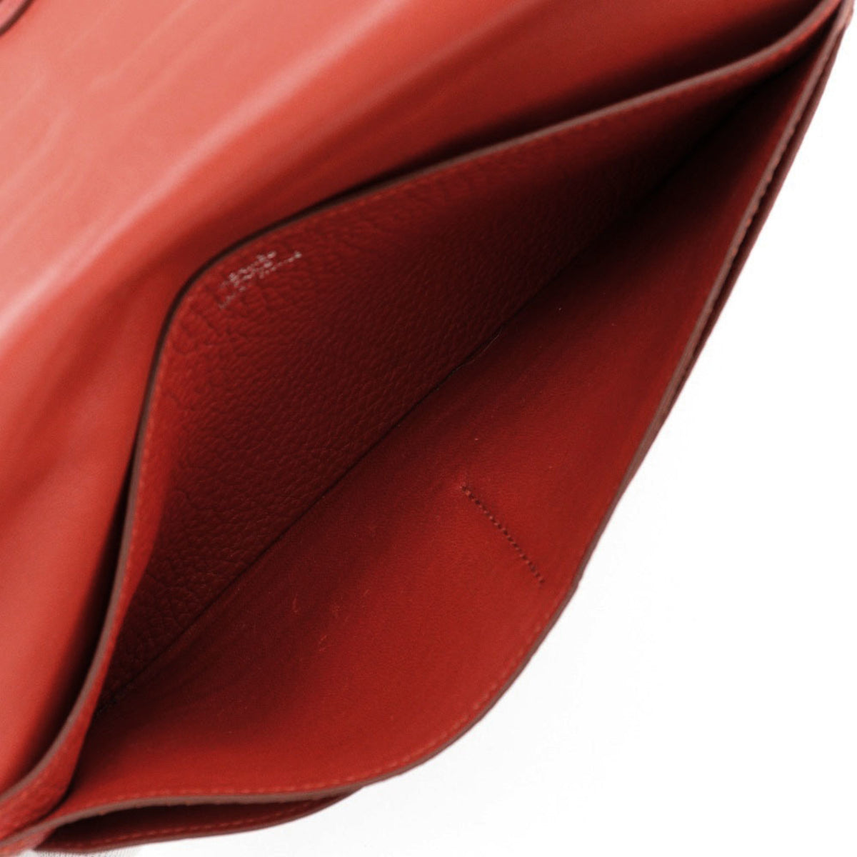 Hermes Dogon Red Color Togo Leather Long Wallet (Bi-Fold) (Pre-Owned)