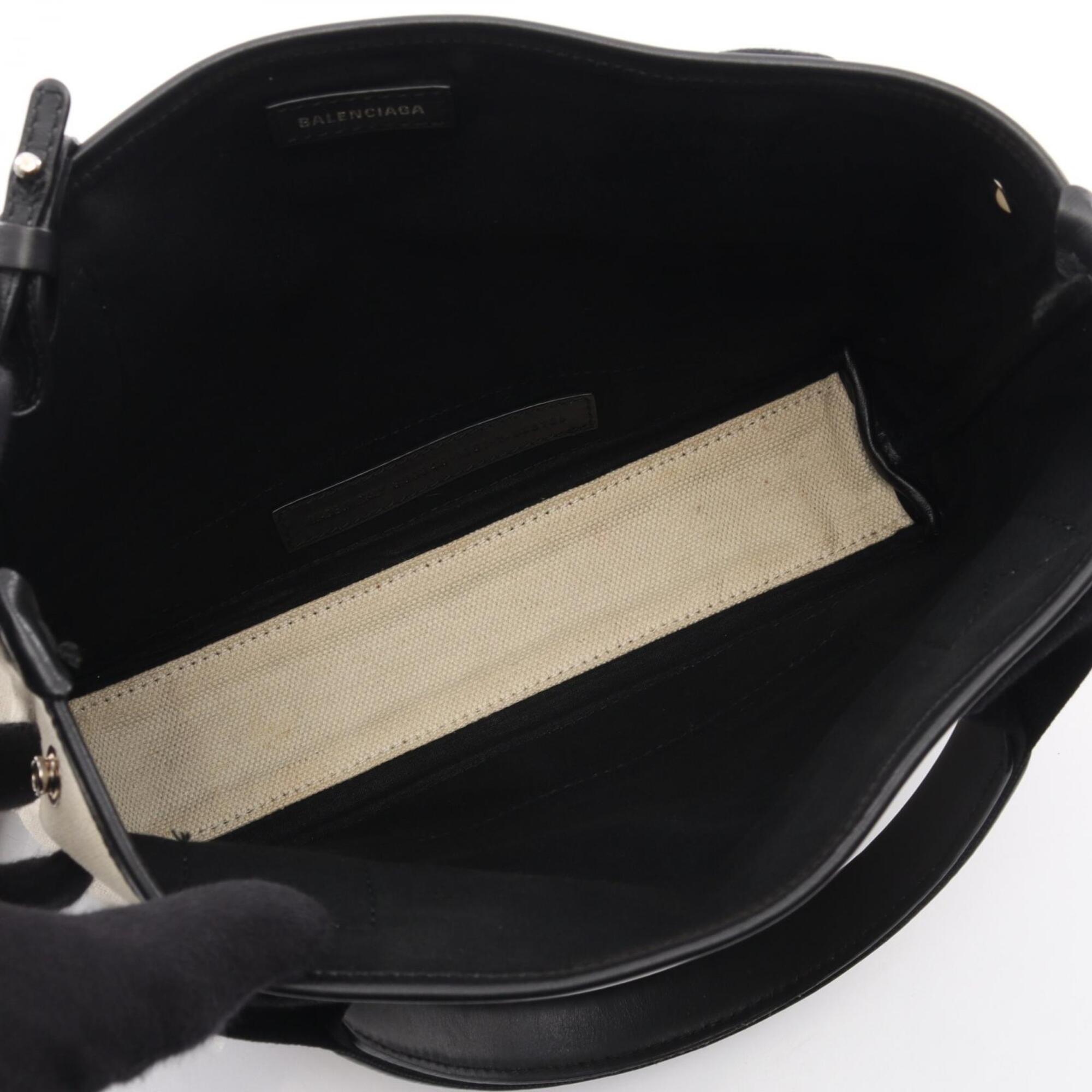 Balenciaga Black White Canvas Leather Handbag (Pre-Owned)