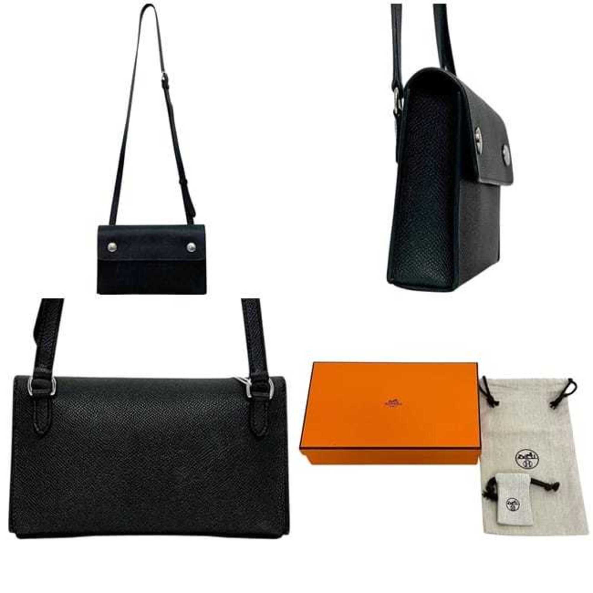 Hermes Black Leather Shoulder Bag (Pre-Owned)