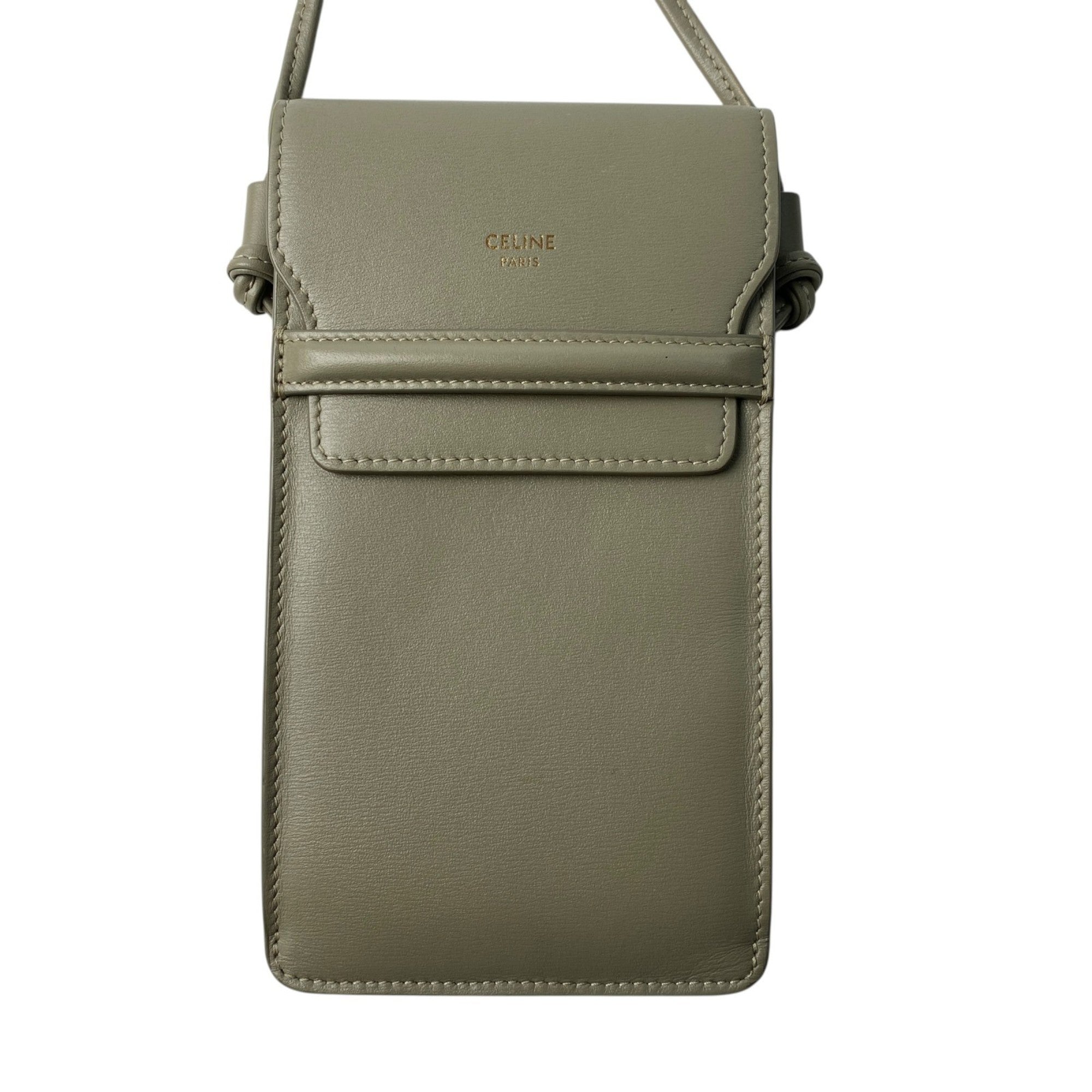 Celine Gray Khaki Leather Phone Wallet (Pre-Owned)