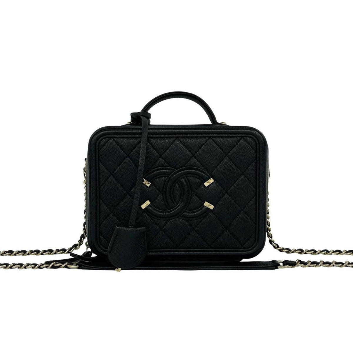 Chanel Black Grained Calfskin Handbag Shoulder Bag (Pre-Owned)