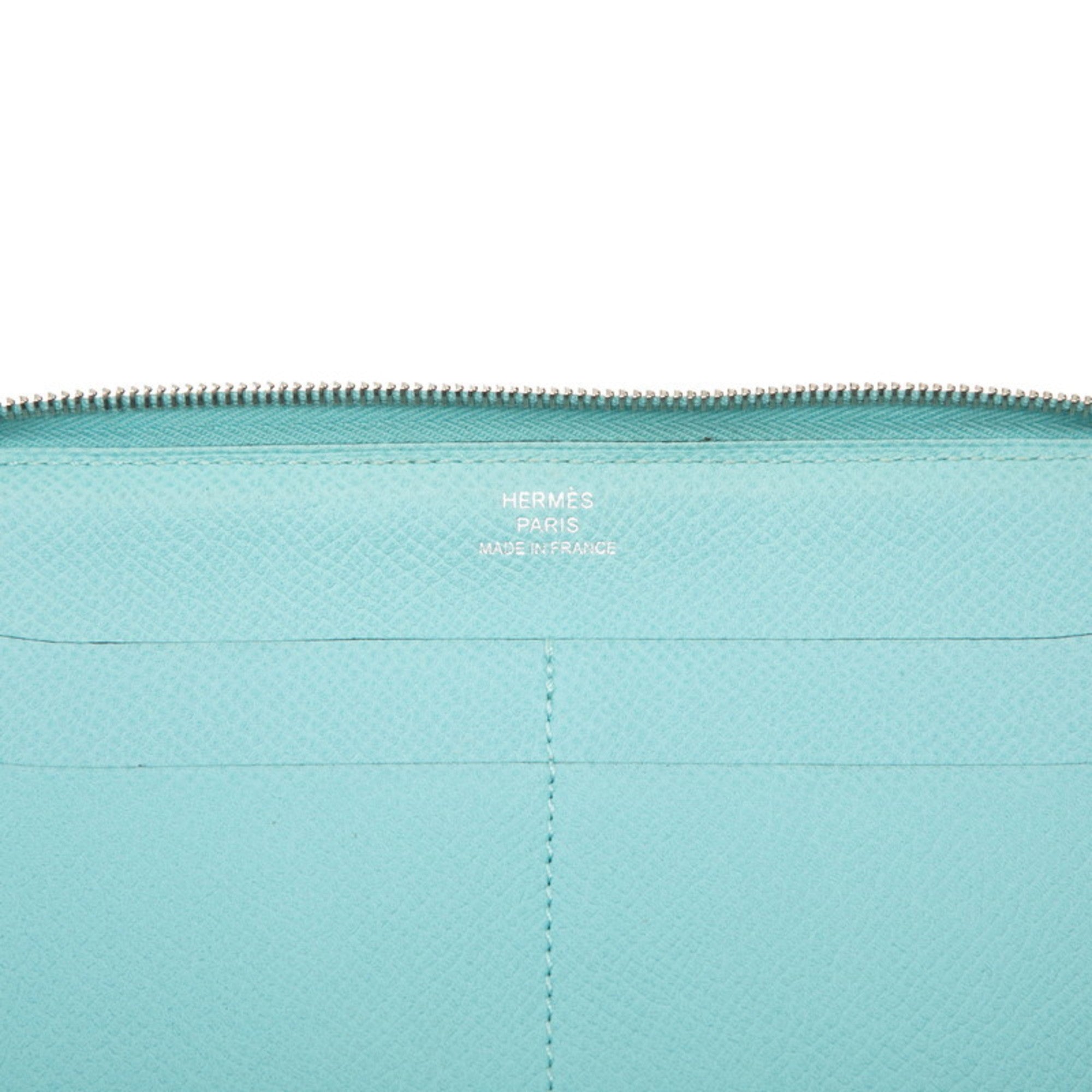 Hermes Blue Atoll Pink Silk Epsom Leather Long Wallet (Bi-Fold) (Pre-Owned)