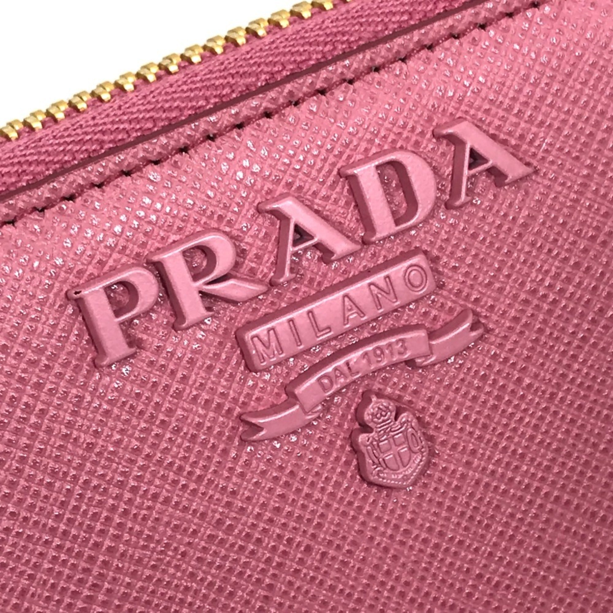 Prada Saffiano Begonia Pink Leather Long Wallet (Bi-Fold) (Pre-Owned)
