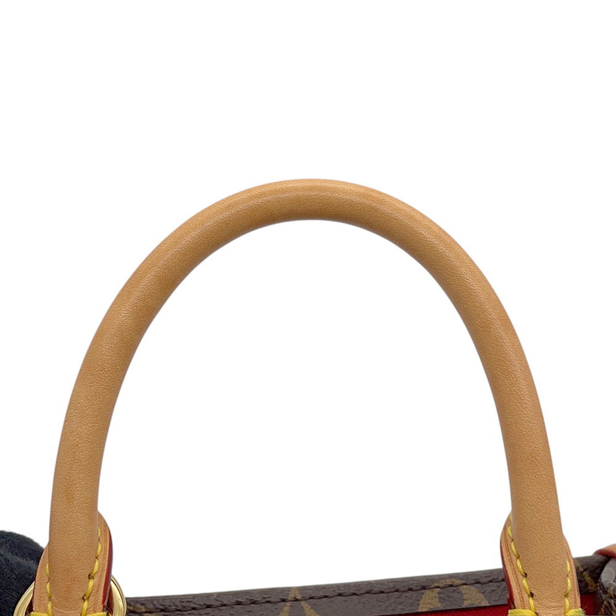 Louis Vuitton Brown Red Color Monogram Canvas Handbag Shoulder Bag (Pre-Owned)