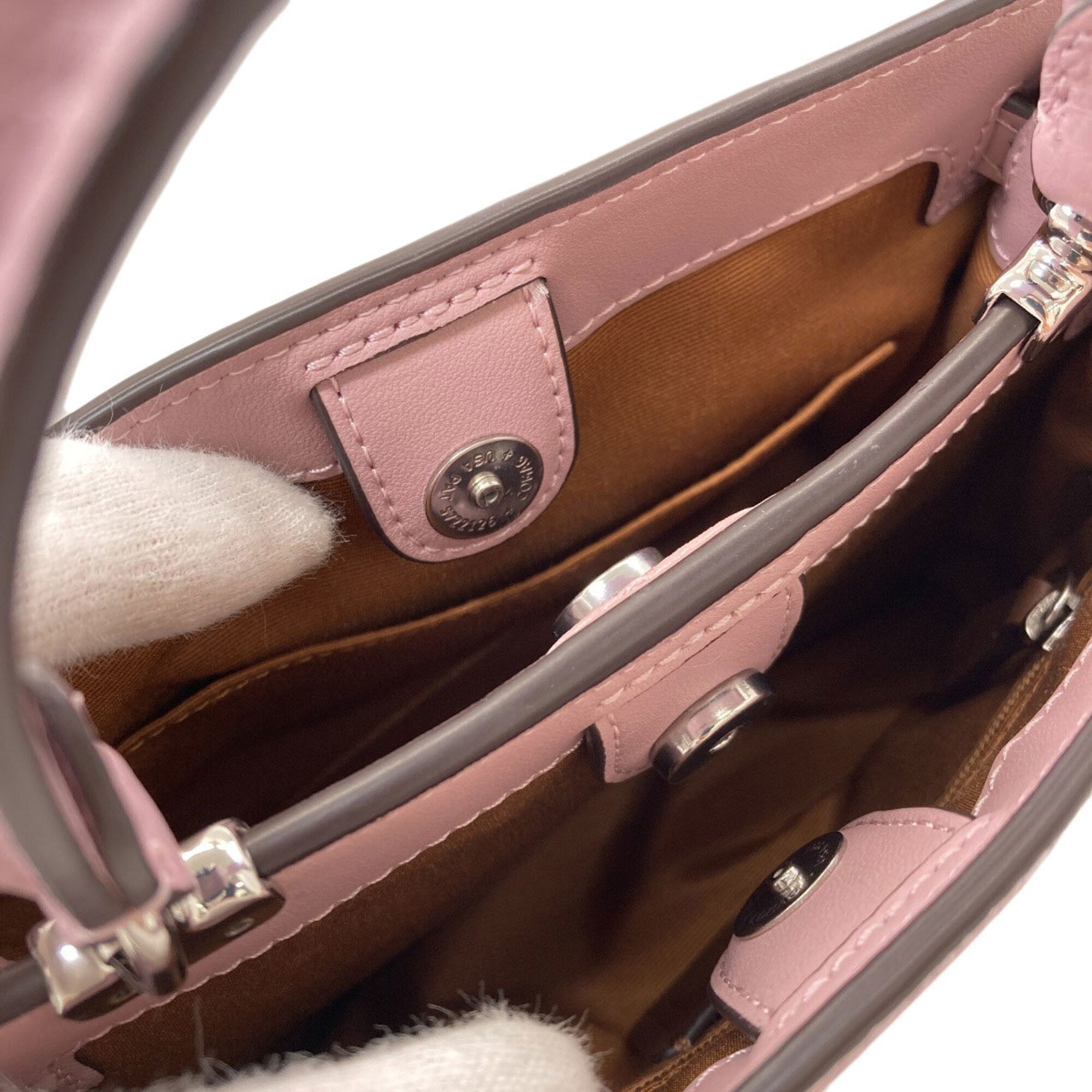 Coach Signature Brown Pink Signature Line Handbag (Pre-Owned)
