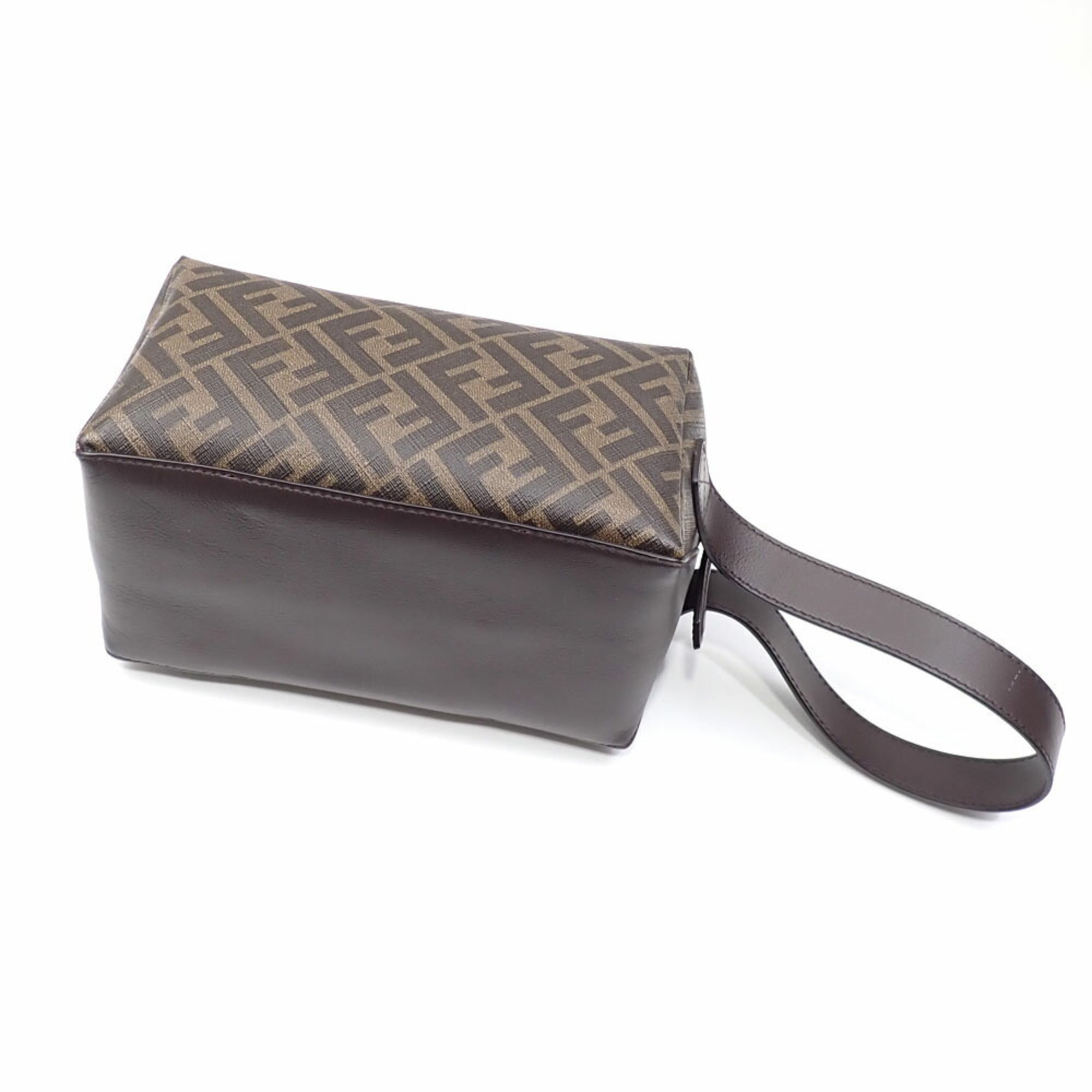Fendi Zucca Black Brown Pvc Leather Clutch Bag (Pre-Owned)