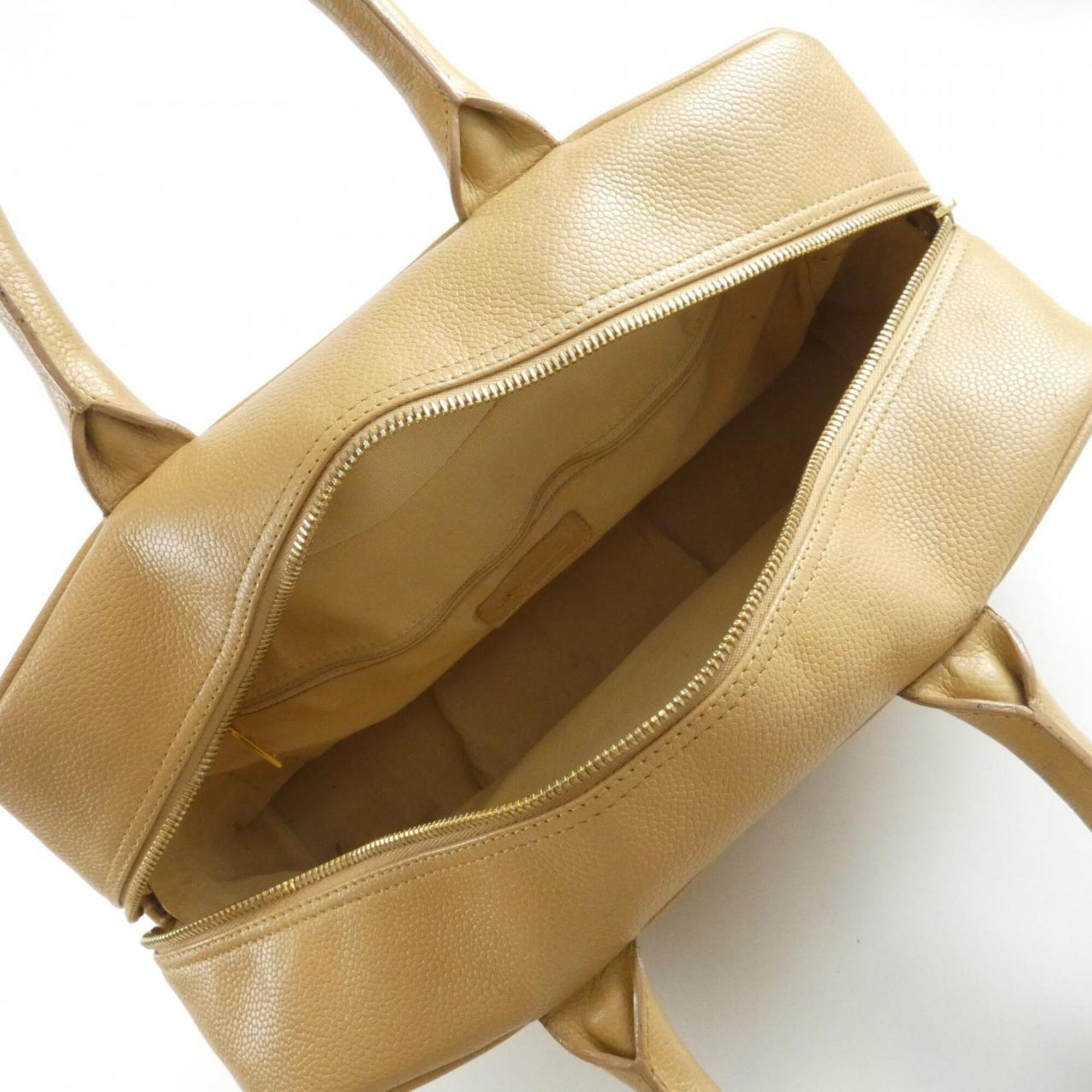 Chanel Beige Grained Calfskin Boston Bag (Pre-Owned)