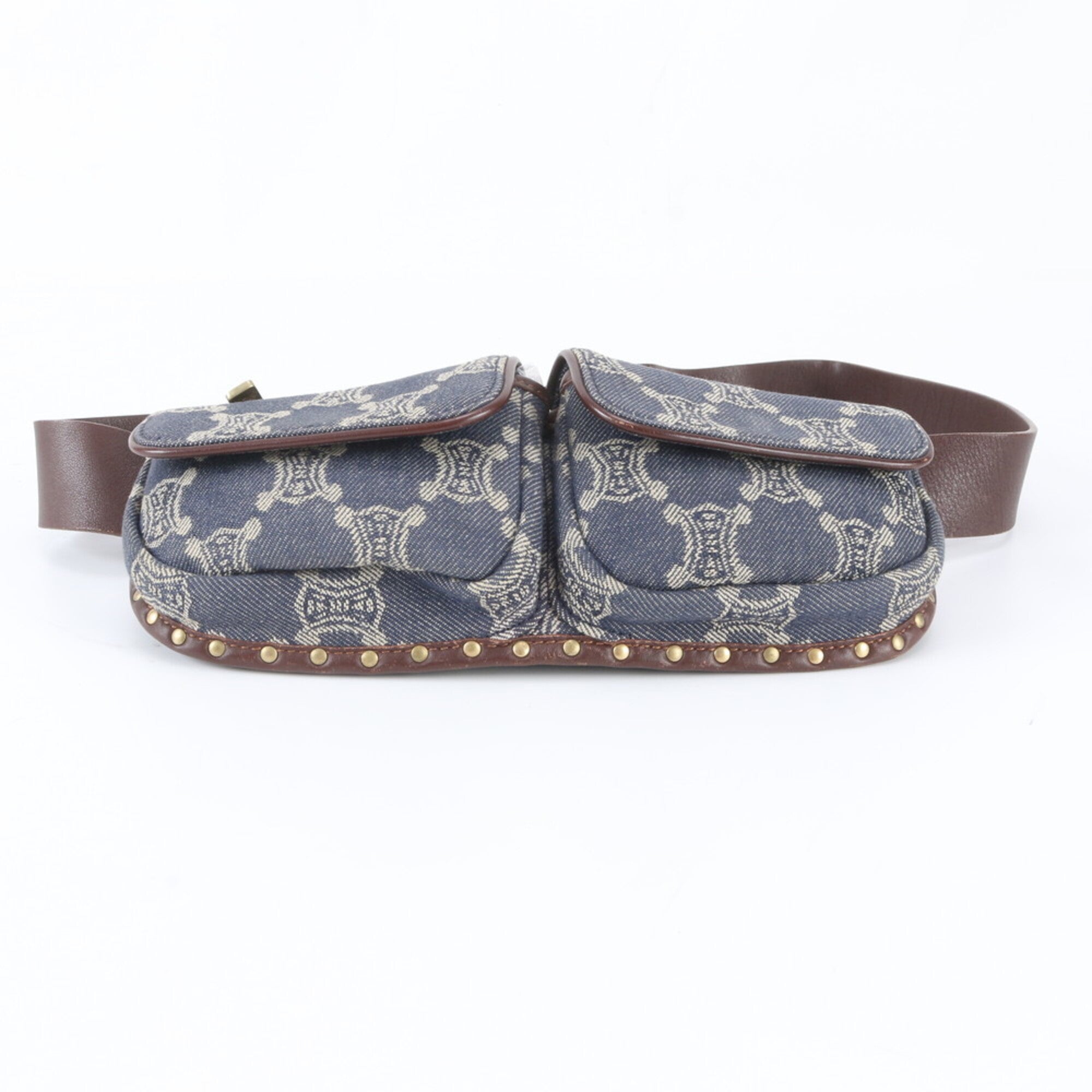 Celine Blue Brown Leather Pouch Sling Bag (Pre-Owned)