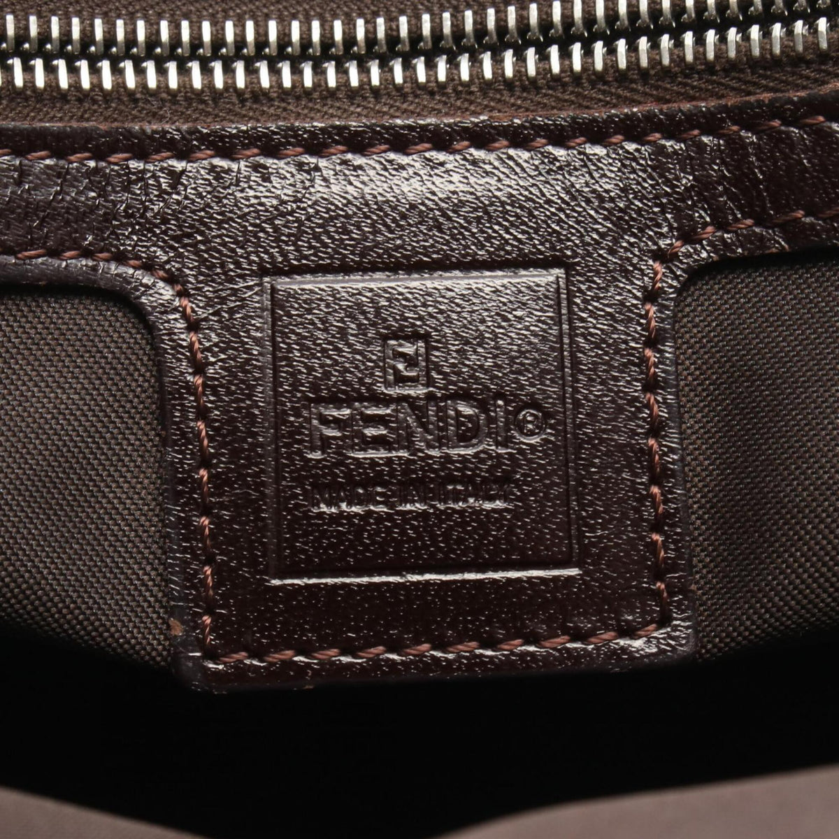 Fendi Zucca Black Brown Canvas Leather Handbag Tote Bag (Pre-Owned)