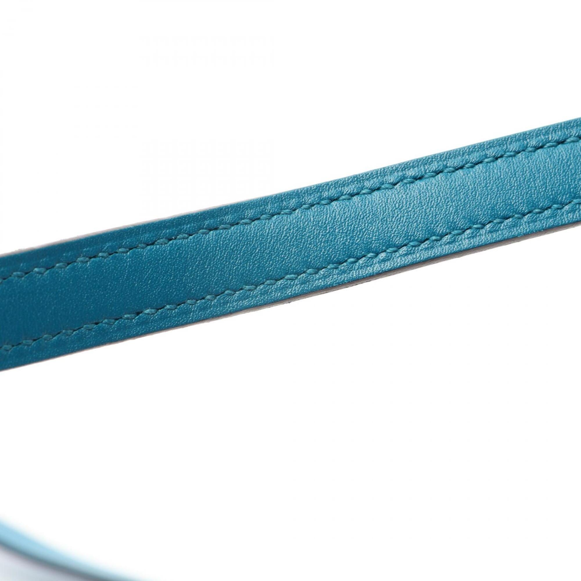 Hermes Blue Tadelakt Leather Handbag Shoulder Bag (Pre-Owned)