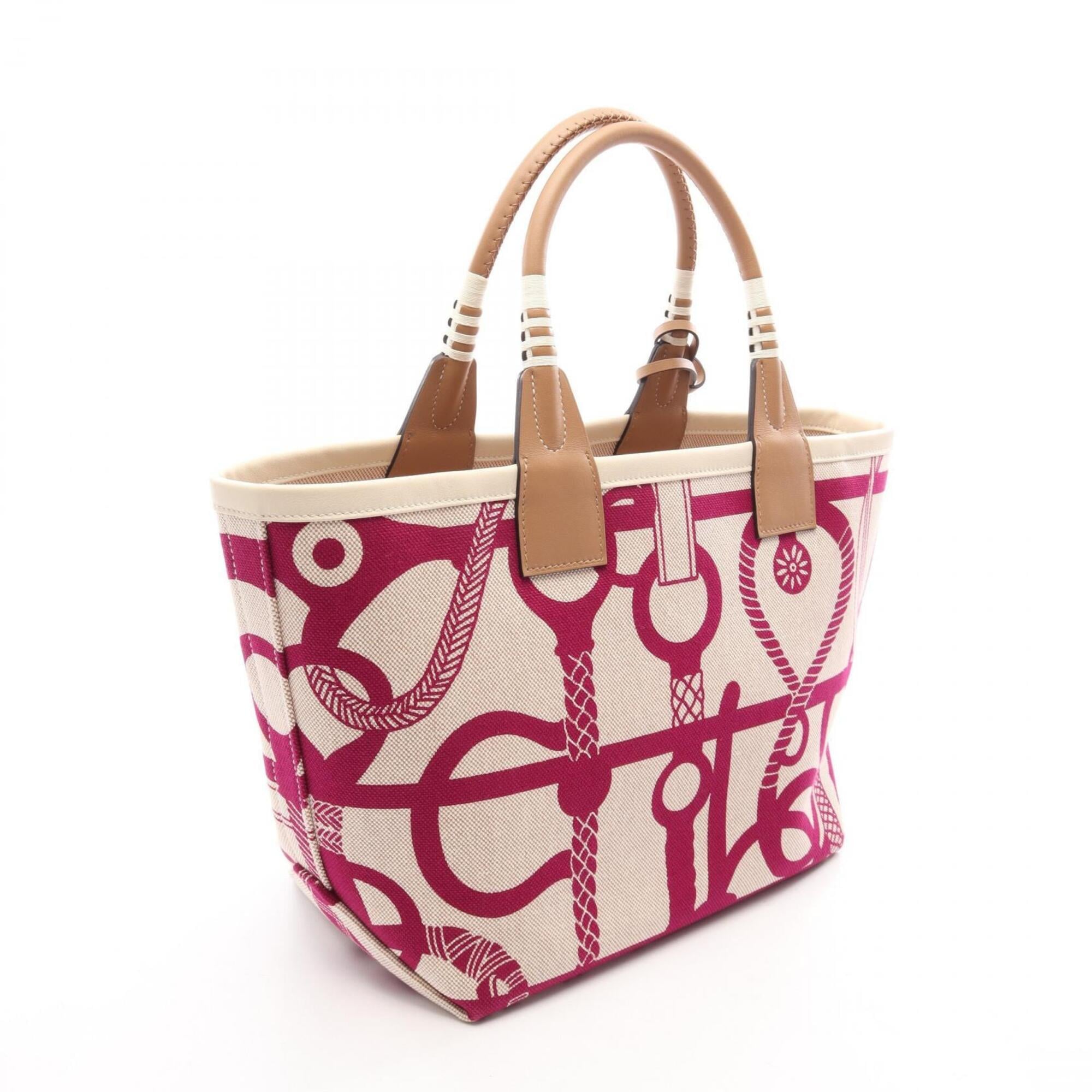 Hermes Beige Brown Purple Toile H Swift Leather Handbag Tote Bag (Pre-Owned)
