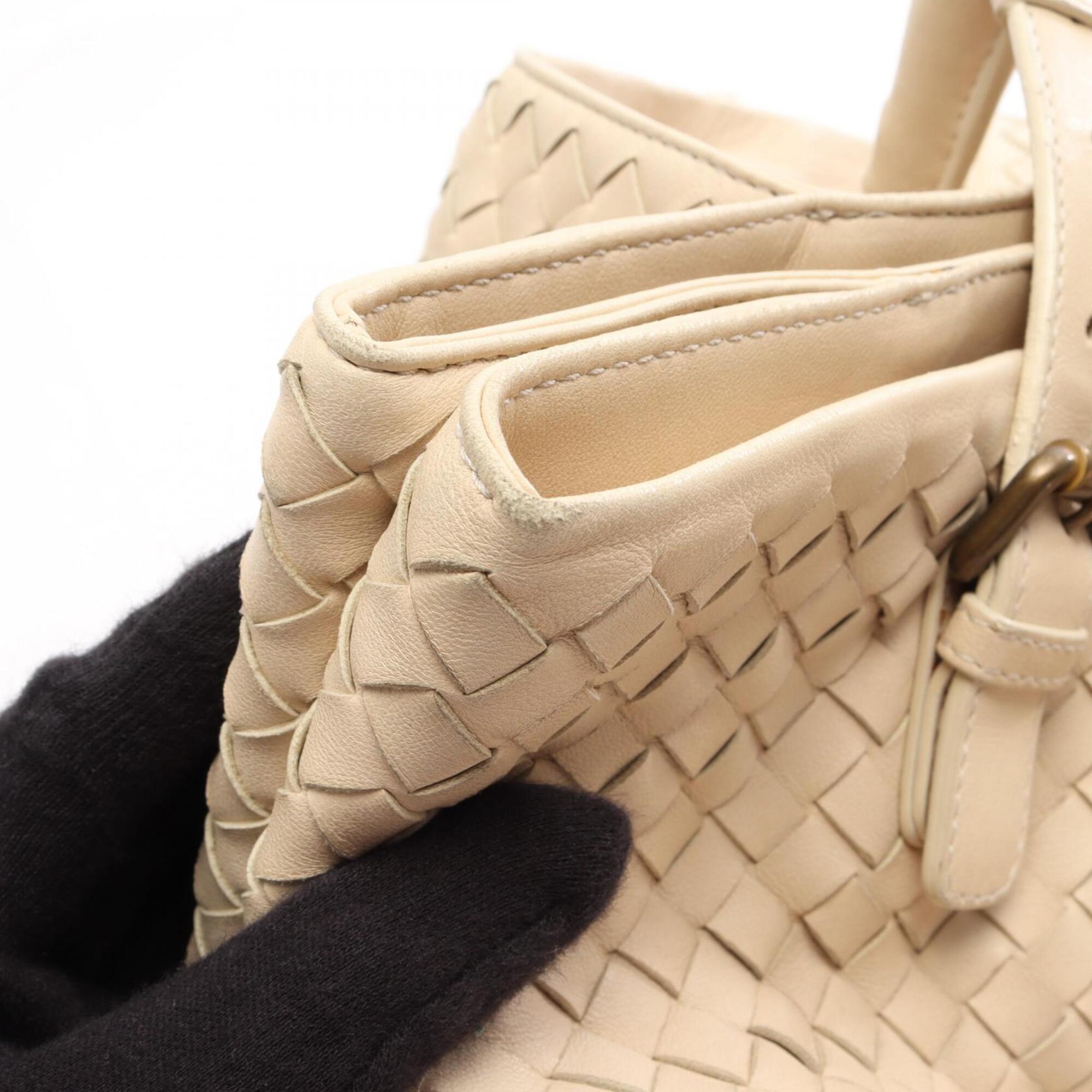 Bottega Veneta Intrecciato Beige Leather Handbag Tote Bag (Pre-Owned)