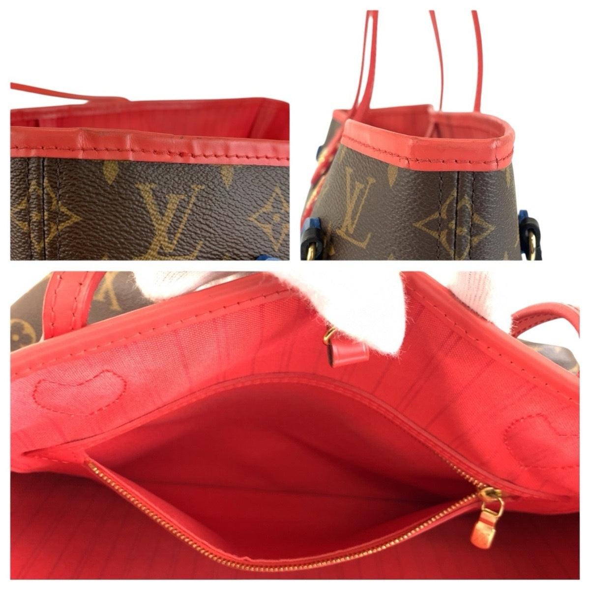 Louis Vuitton Brown Monogram Red Color Monogram Shoulder Bag Tote Bag (Pre-Owned)