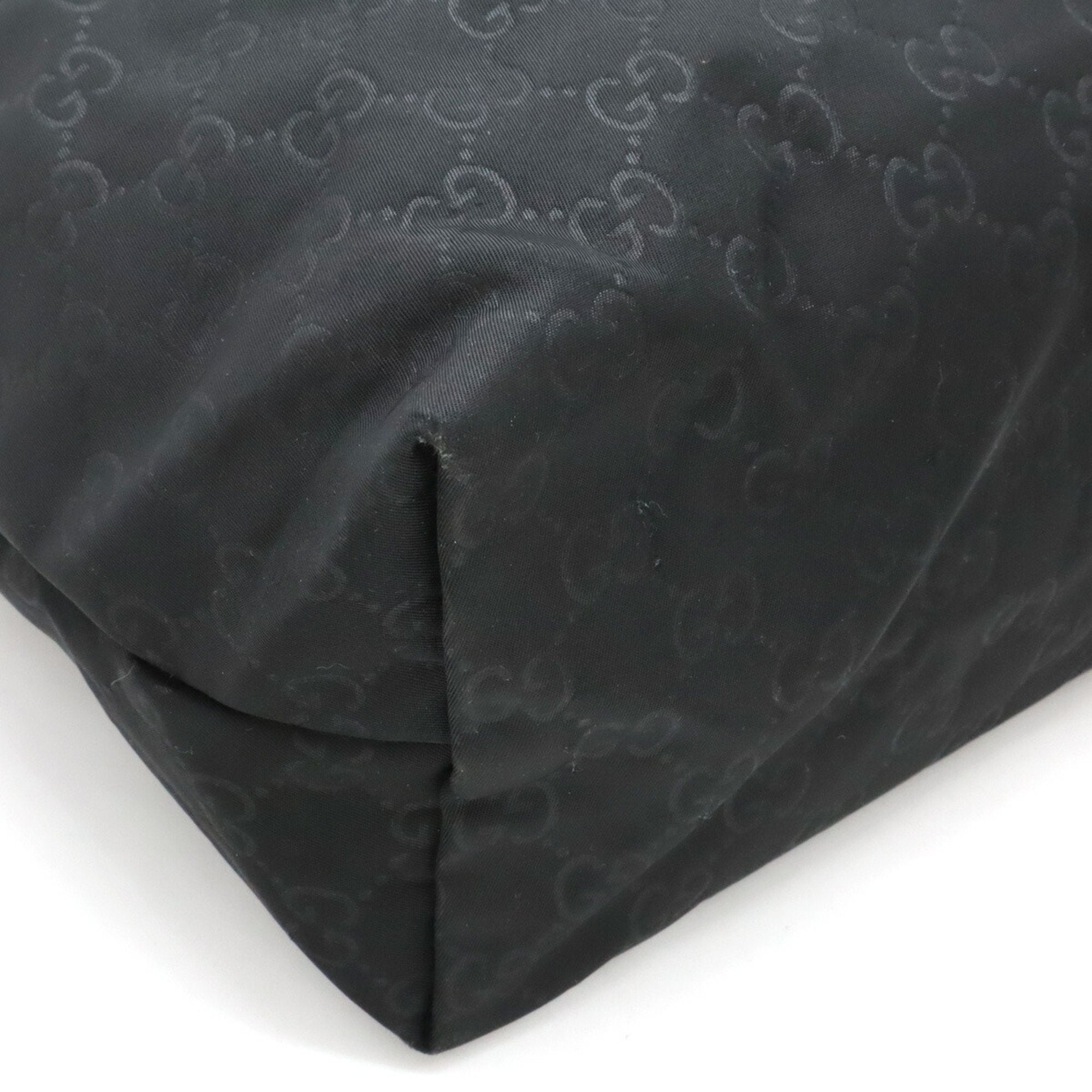 Gucci Black Nylon Leather Shoulder Bag Tote Bag (Pre-Owned)