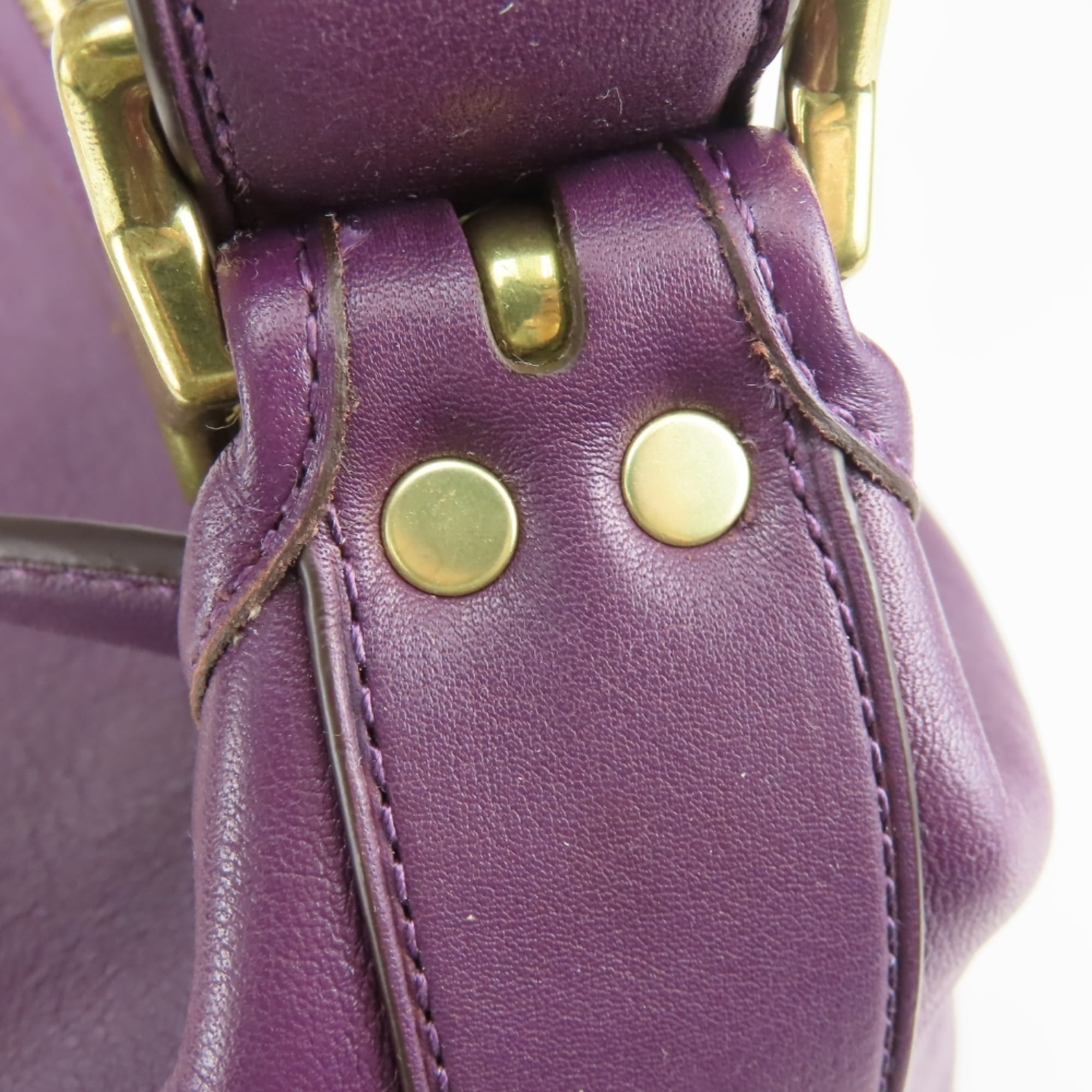 Coach Dark Purple Leather Shoulder Bag (Pre-Owned)