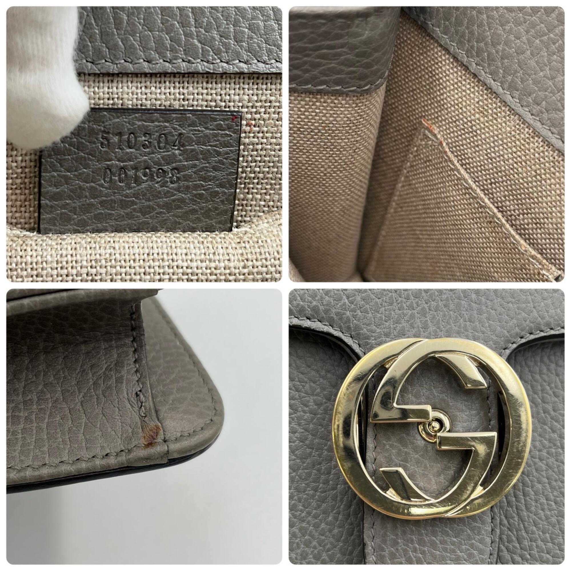 Gucci Gray Leather Shoulder Bag (Pre-Owned)