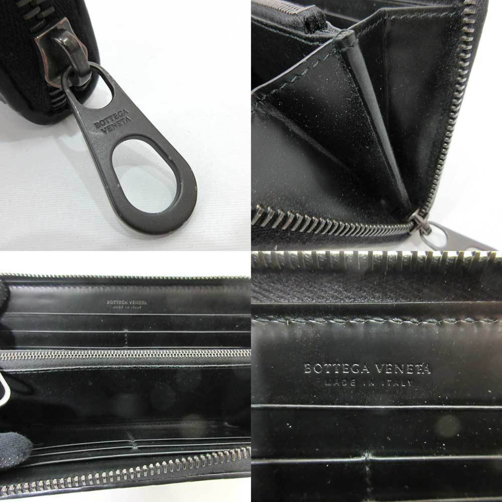Bottega Veneta Intrecciato Black Leather Long Wallet (Bi-Fold) (Pre-Owned)