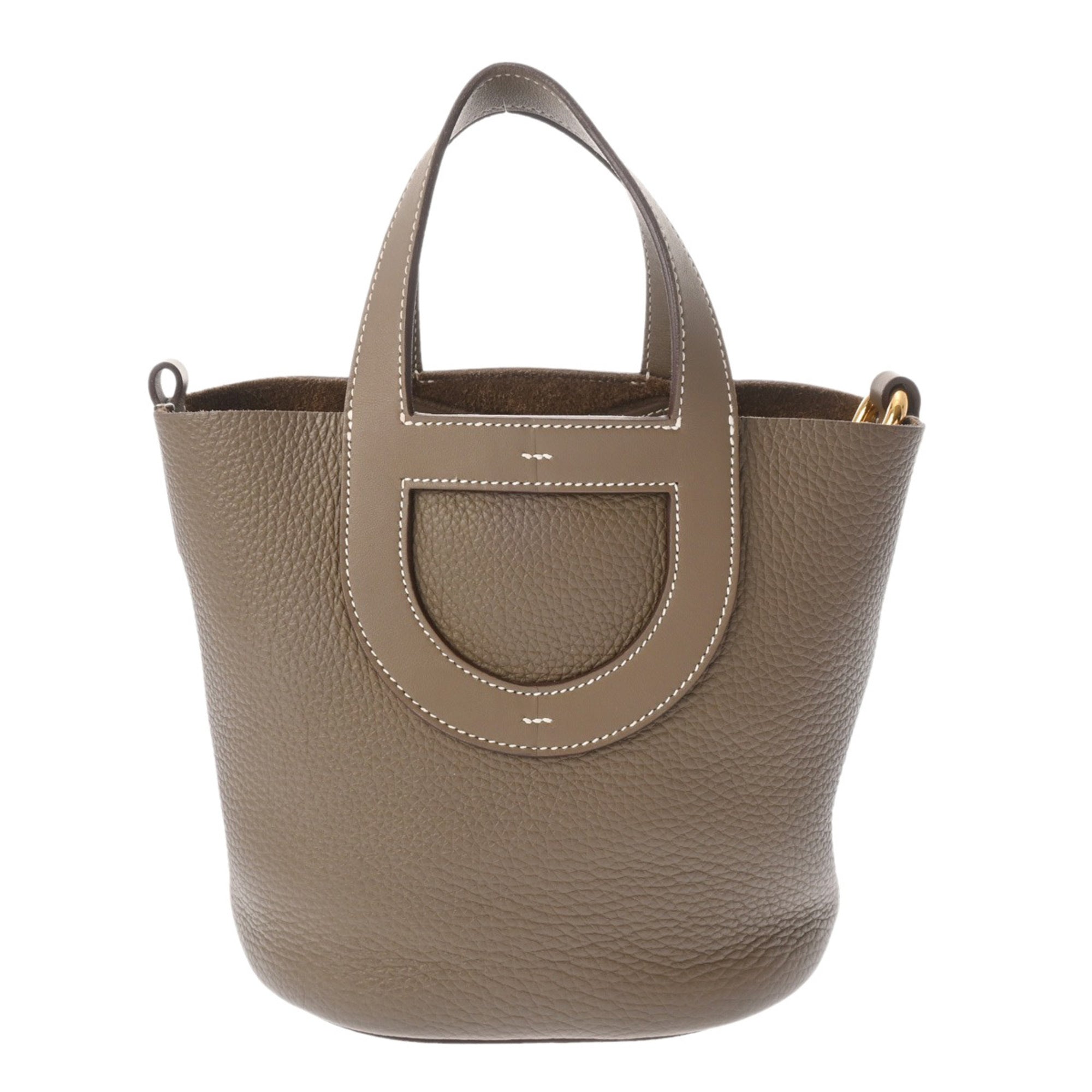 Hermes Etoupe Gray Taurillon Clemence Leather Swift Leather Handbag (Pre-Owned)