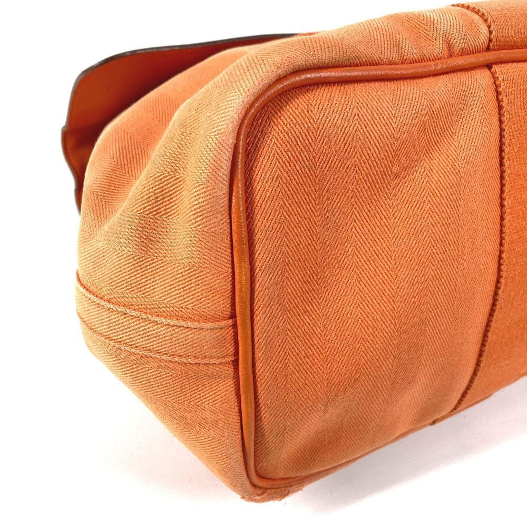 Hermes Orange Toile Chevron Handbag Pouch Tote Bag (Pre-Owned)