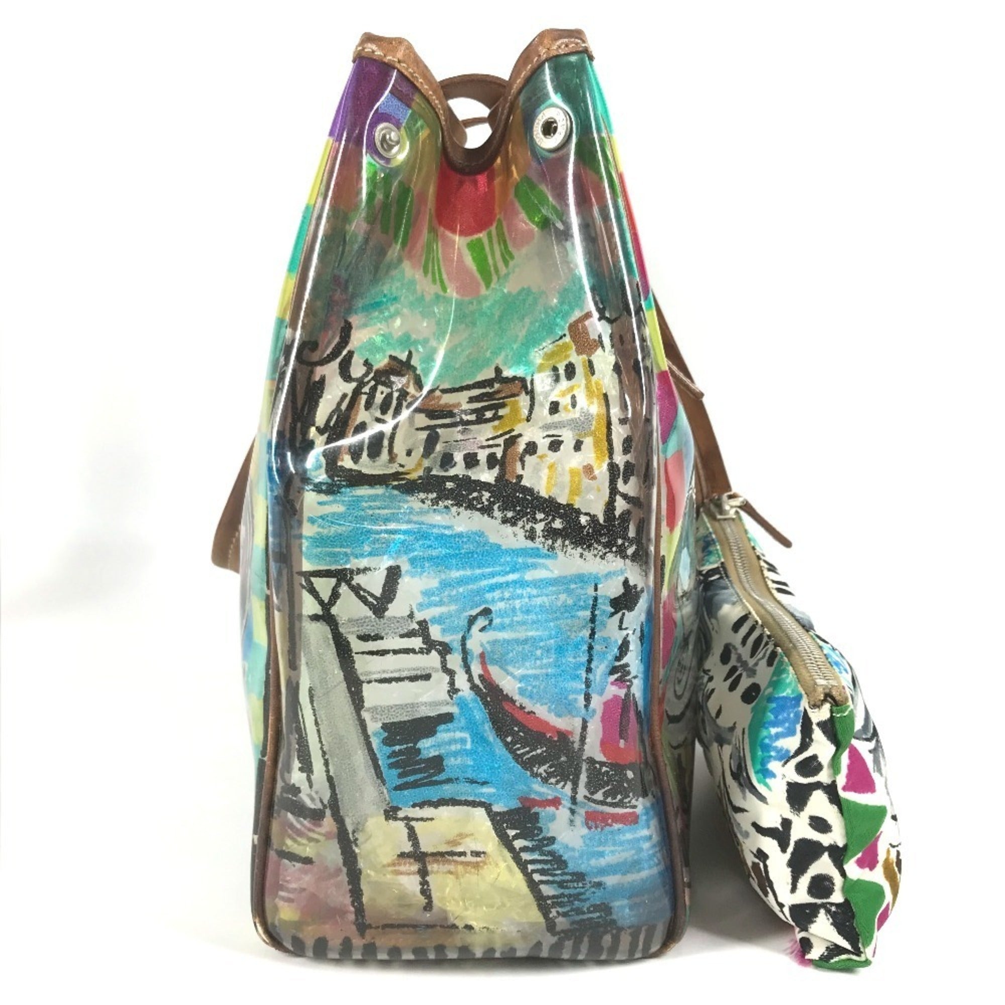Prada Multi-Color Vinyl Shoulder Bag Tote Bag (Pre-Owned)